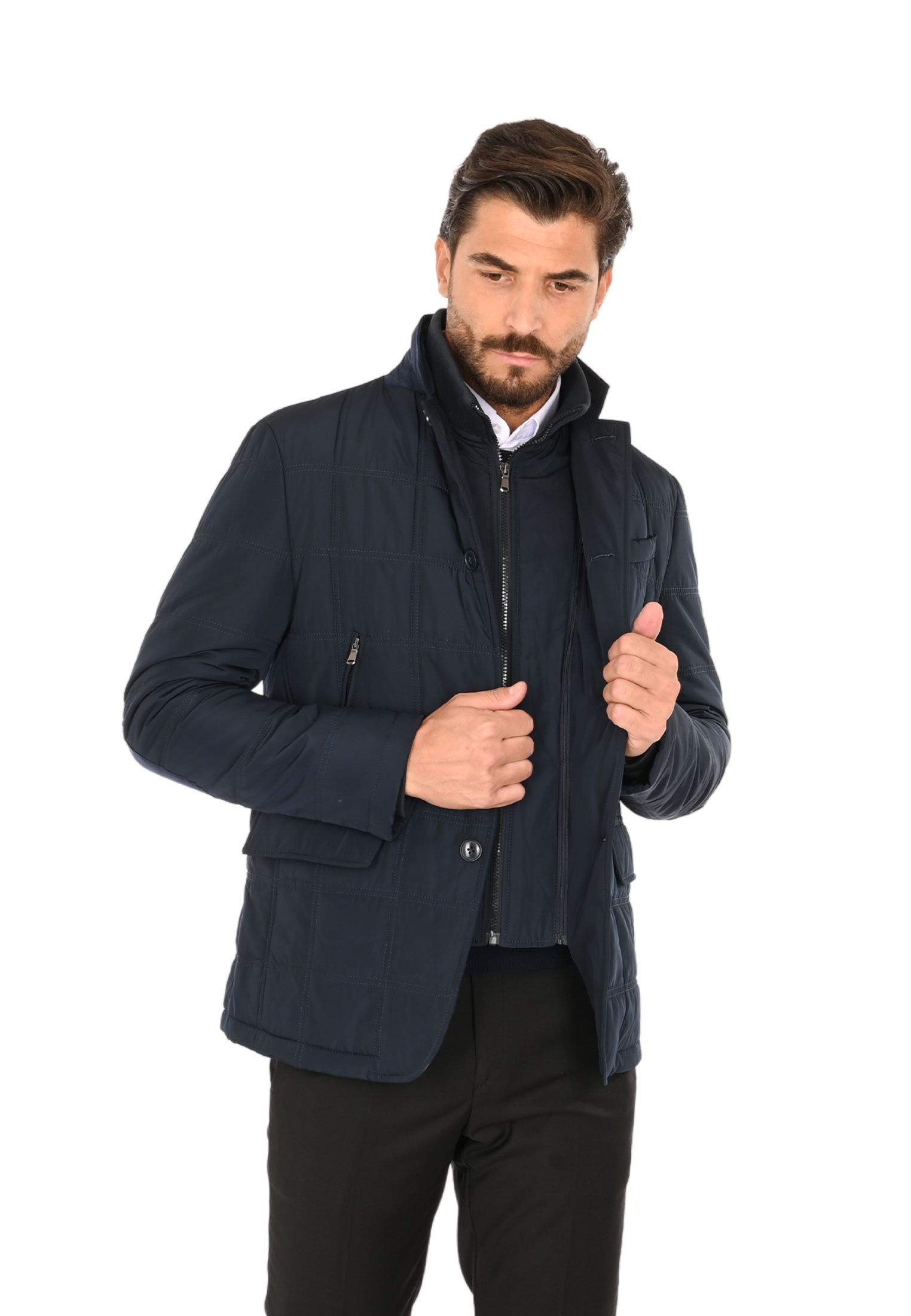 Giacca Sartoriale Blu Cappotto Uomo In Lana Blu Scuro - Giacca Sartoriale Elegante Con Gilet Giaccone Marinaio Uomo Navy
