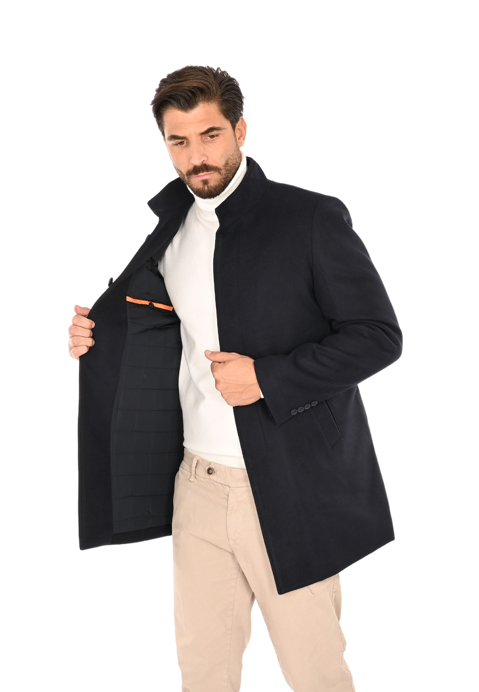 Cappotto Uomo Lana Invernale Blu Nero Cammello Elegante Made in Italy