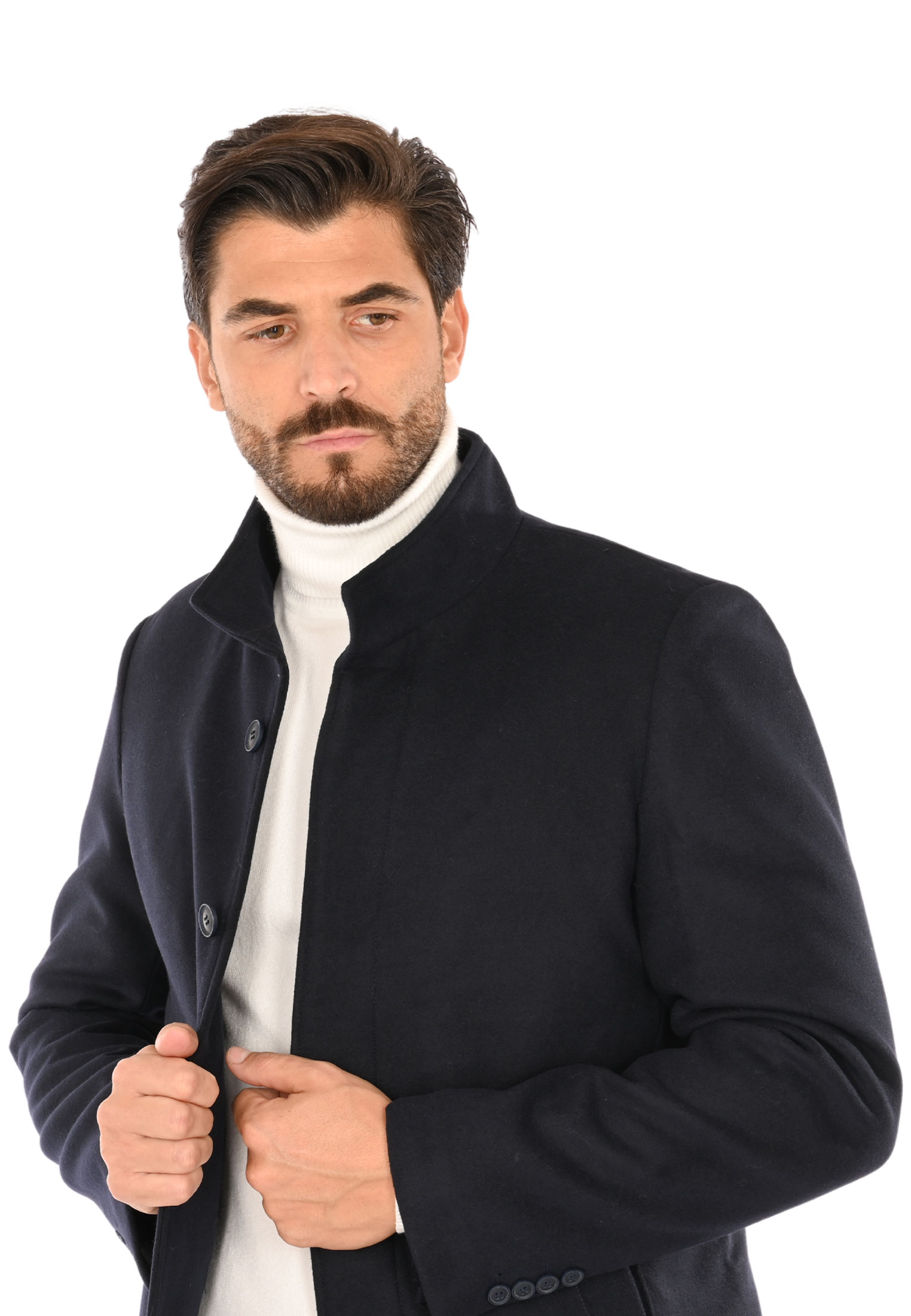 Cappotto Uomo Lana Invernale Blu Nero Cammello Elegante Made in Italy - Imagen 8 de 35