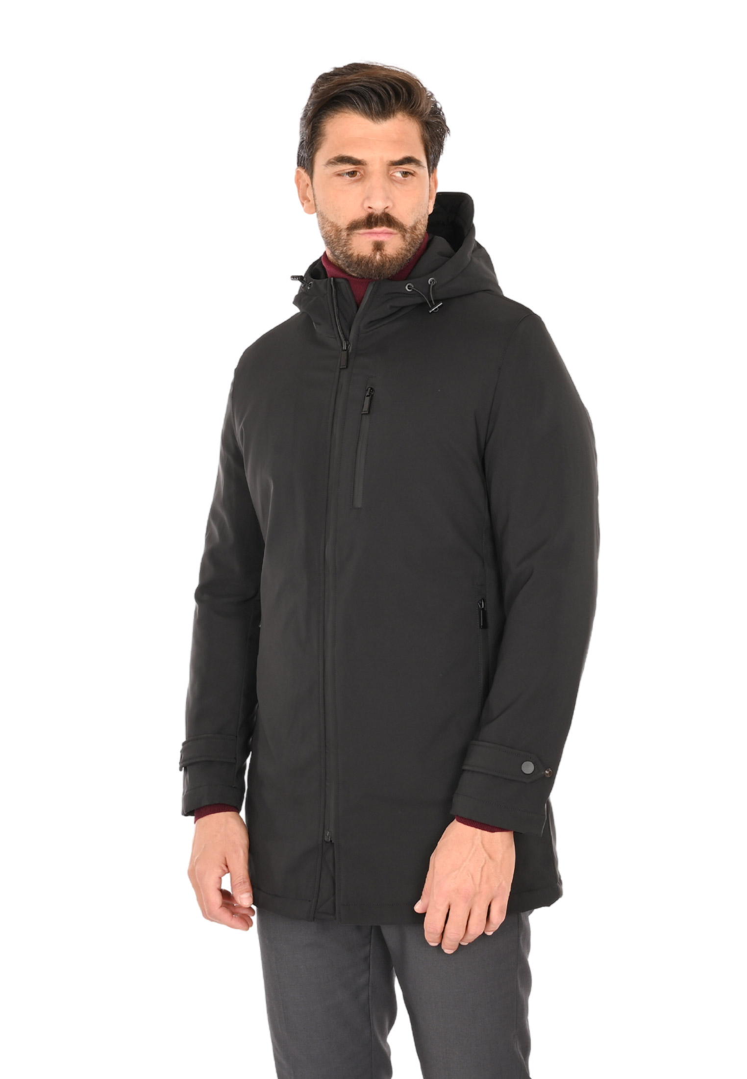 Parka Uomo Invernale Imbottito Classico Elegante Giubbotto Lungo  Impermeabile