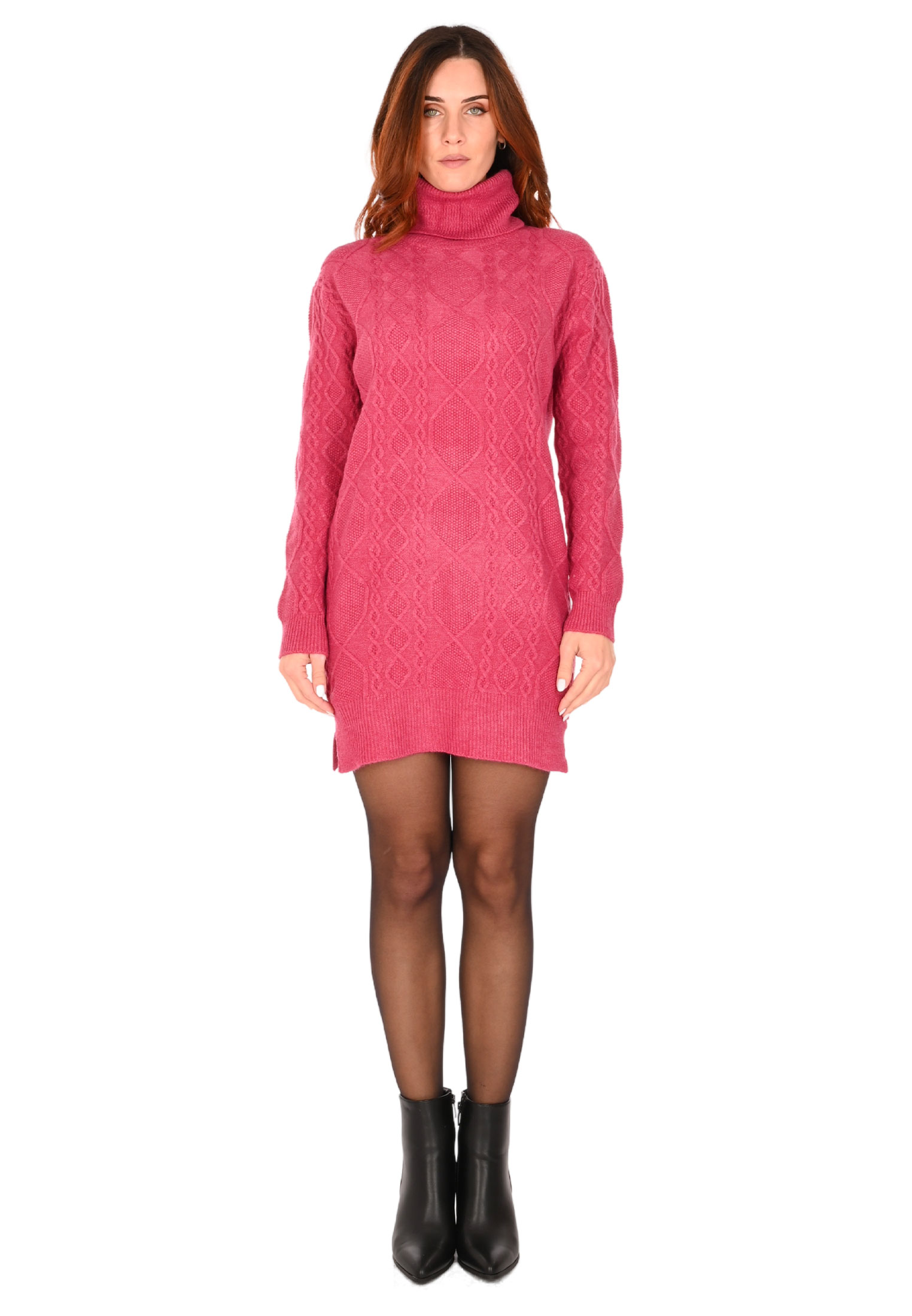 Maglione Donna Lungo Invernale Scollo a V Abito in Lana Corto Maxipull