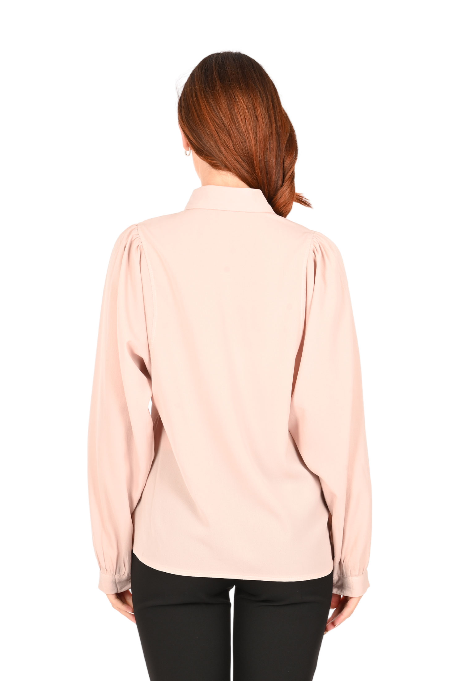 Camicia Donna Elegante Tinta Unita Blusa Comoda Maniche Lunghe a Sbuffo - Imagen 17 de 21