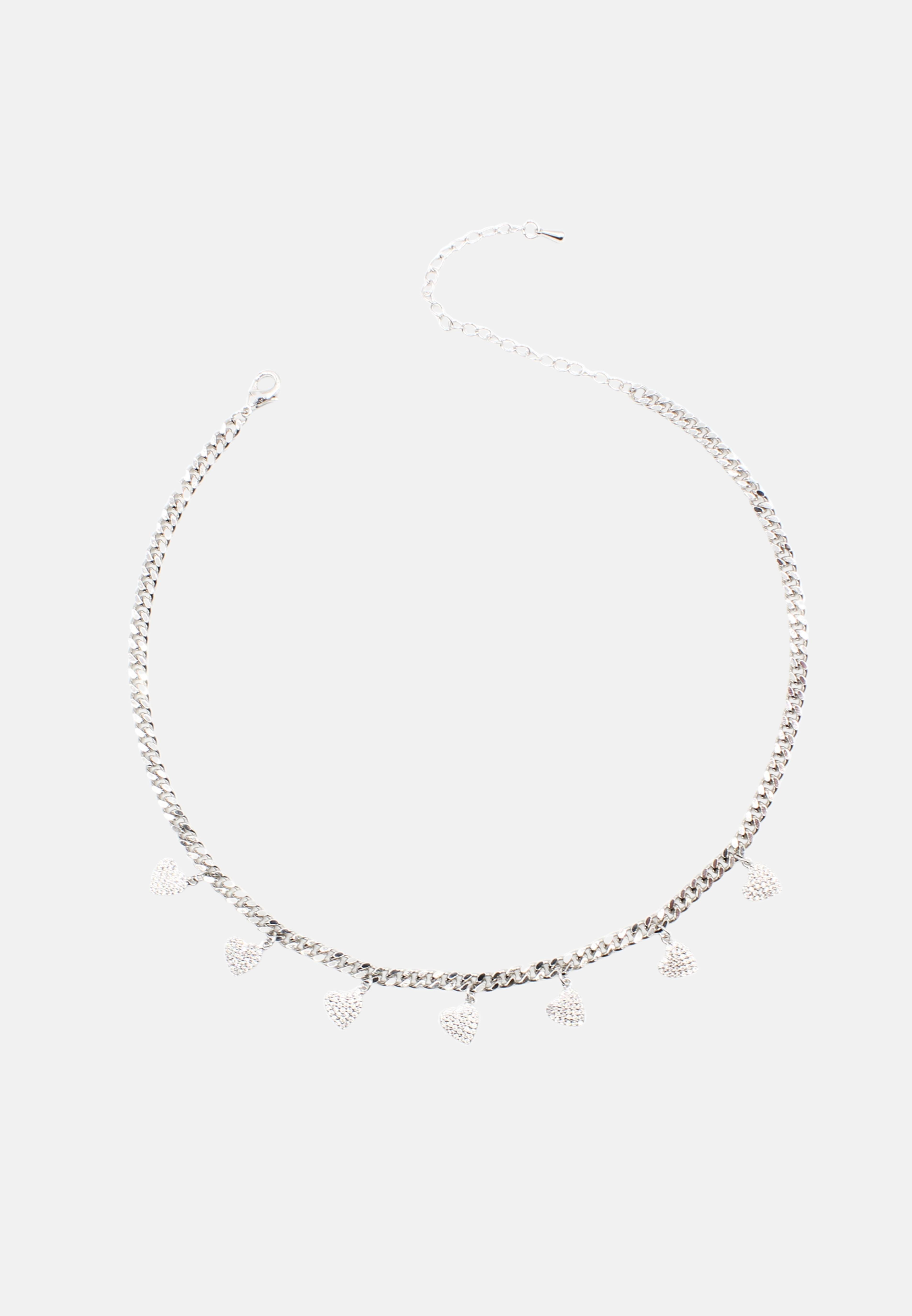 Collana Donna con Cuoricini e Brillantini Girocollo con Ciondoli Cuori Luccicant - Foto 3 di 4