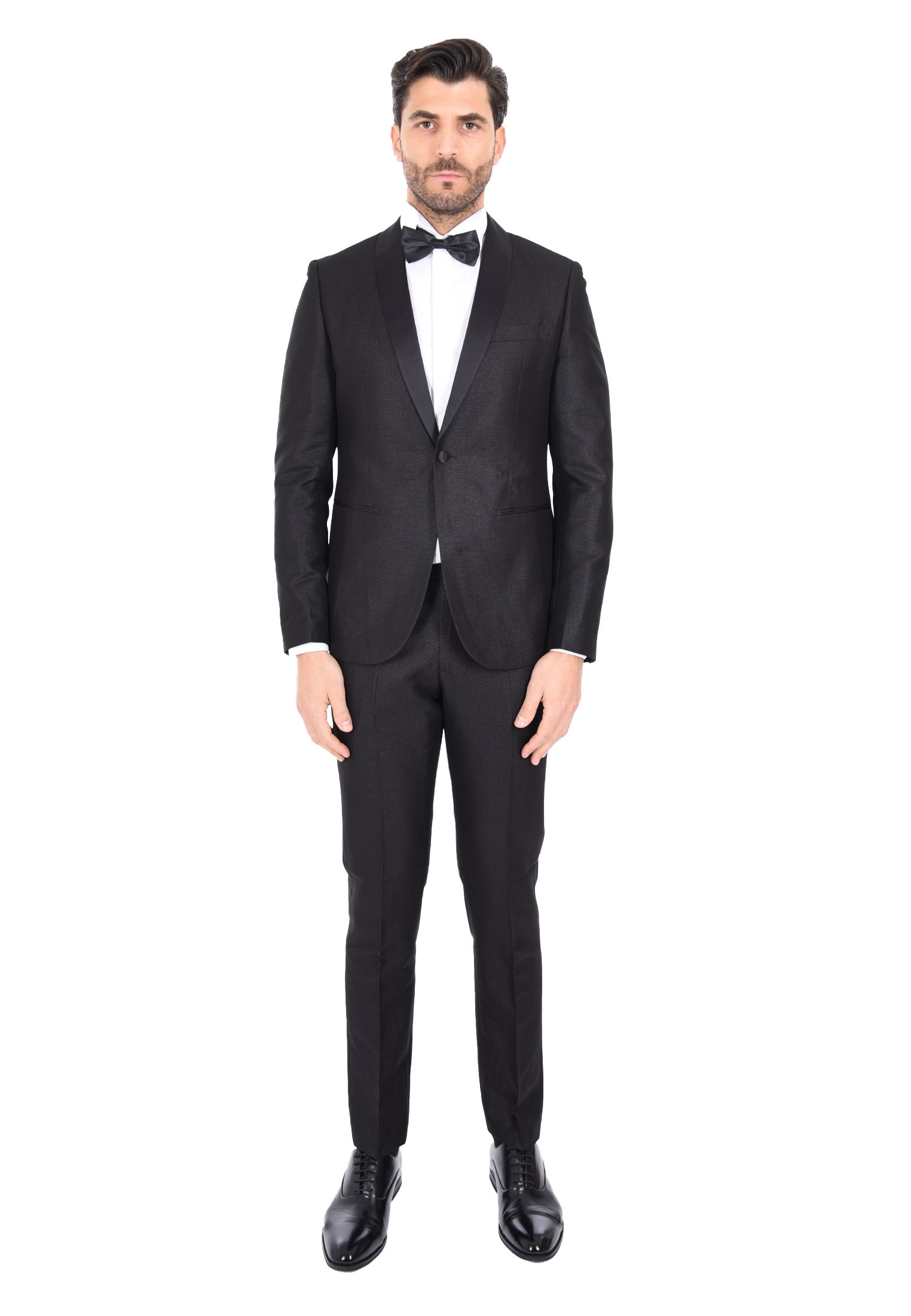 Abito Uomo Smoking Lucido Completo Elegante Vestito Rever Raso
