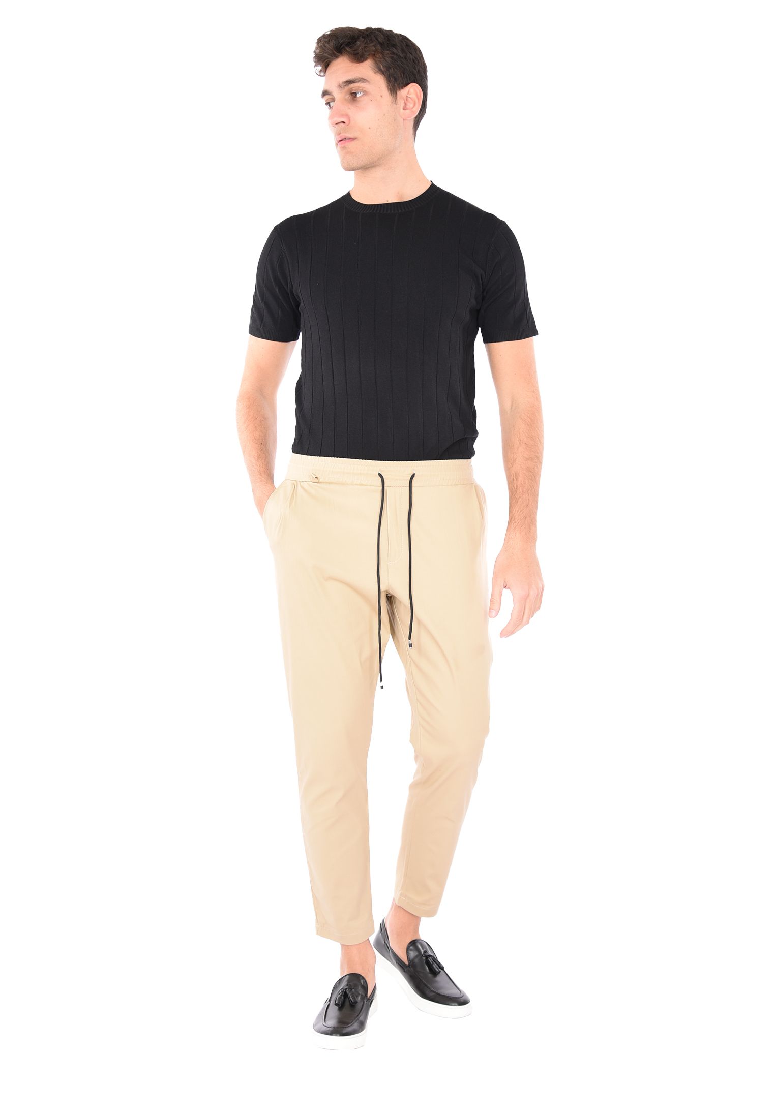 Pantaloni Uomo Cotone Slim Fit Estivi Pantalone Leggero Elastico Vita Pantalacci - Foto 30 di 30