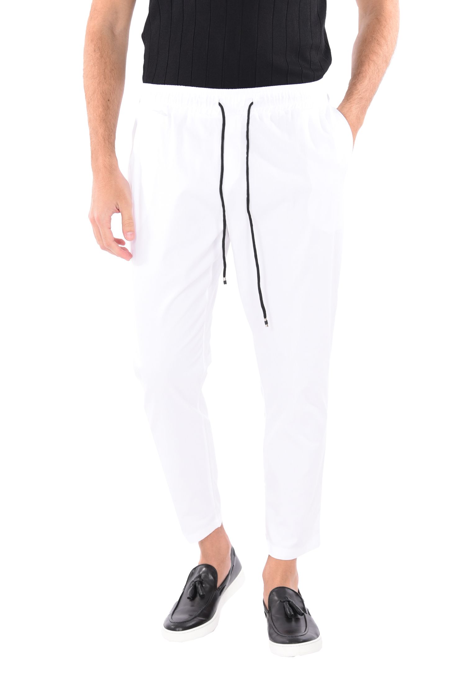 Pantaloni Uomo Cotone Slim Fit Estivi Pantalone Leggero Elastico Vita Pantalacci - Foto 10 di 30