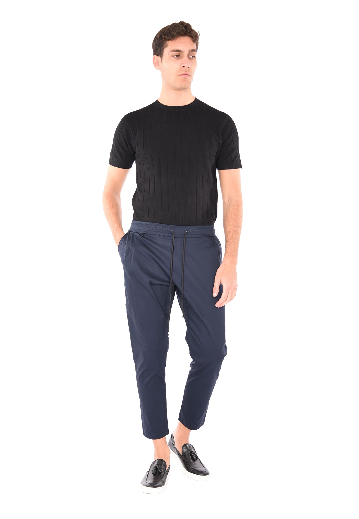 Pantaloni Uomo Cotone Slim Fit Estivi Pantalone Leggero Elastico Vita Pantalacci - Foto 15 di 30