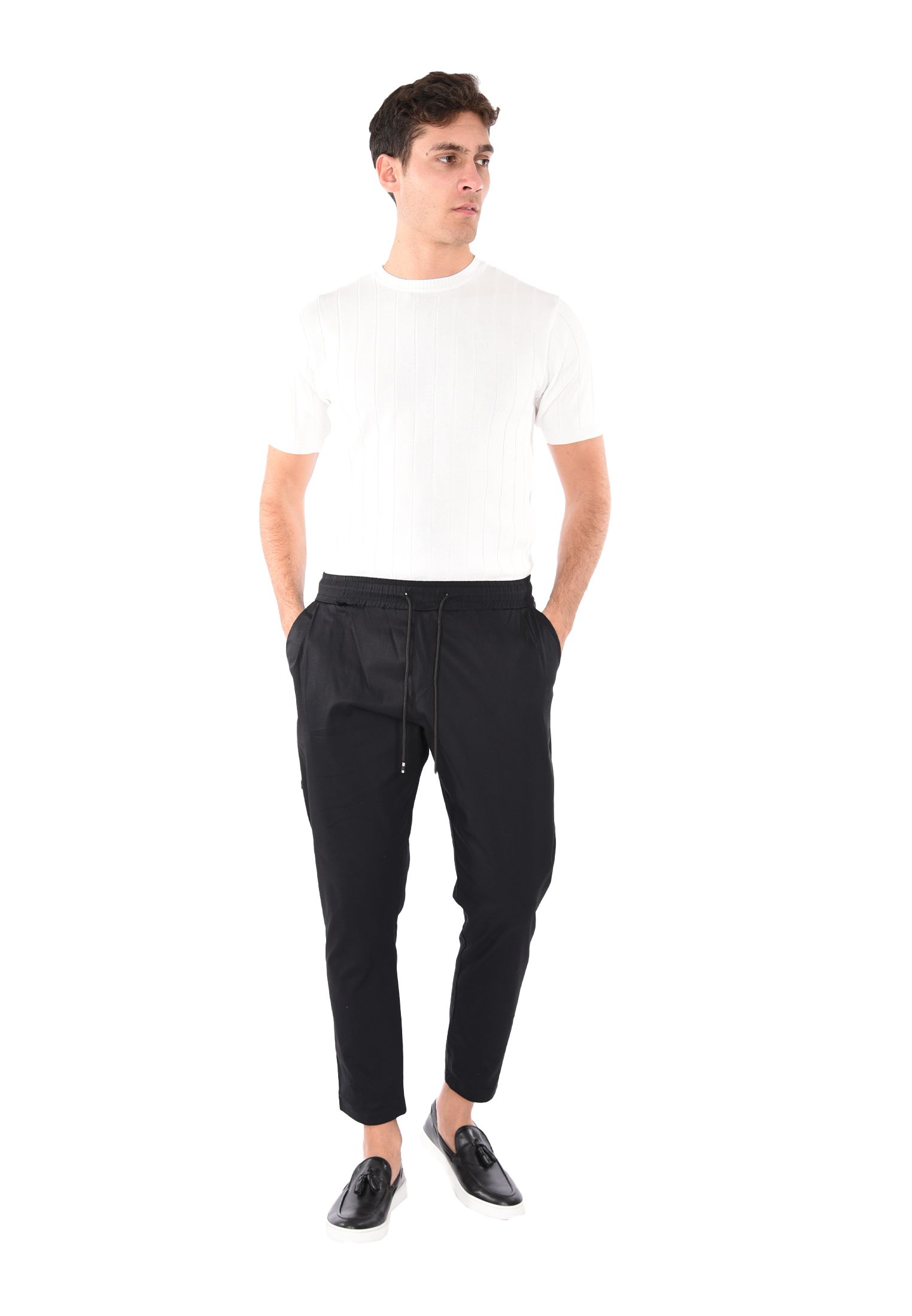 Pantaloni Uomo Cotone Slim Fit Estivi Pantalone Leggero Elastico Vita Pantalacci - Foto 20 di 30