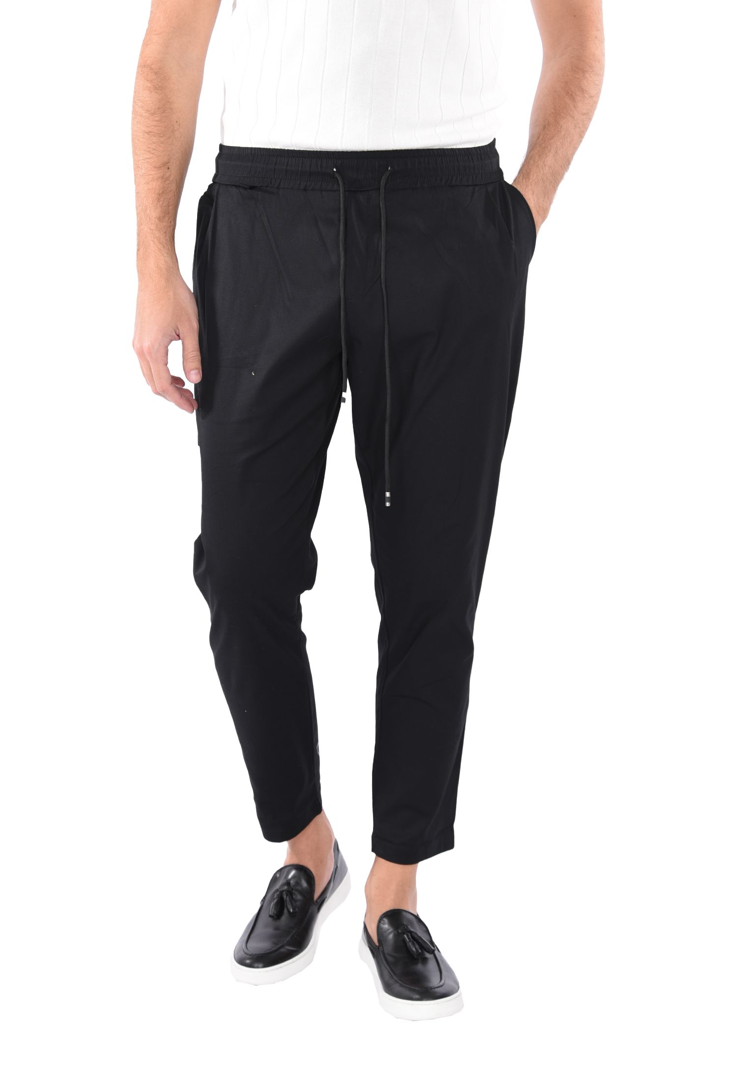 Pantaloni Uomo Cotone Slim Fit Estivi Pantalone Leggero Elastico Vita Pantalacci - Foto 19 di 30