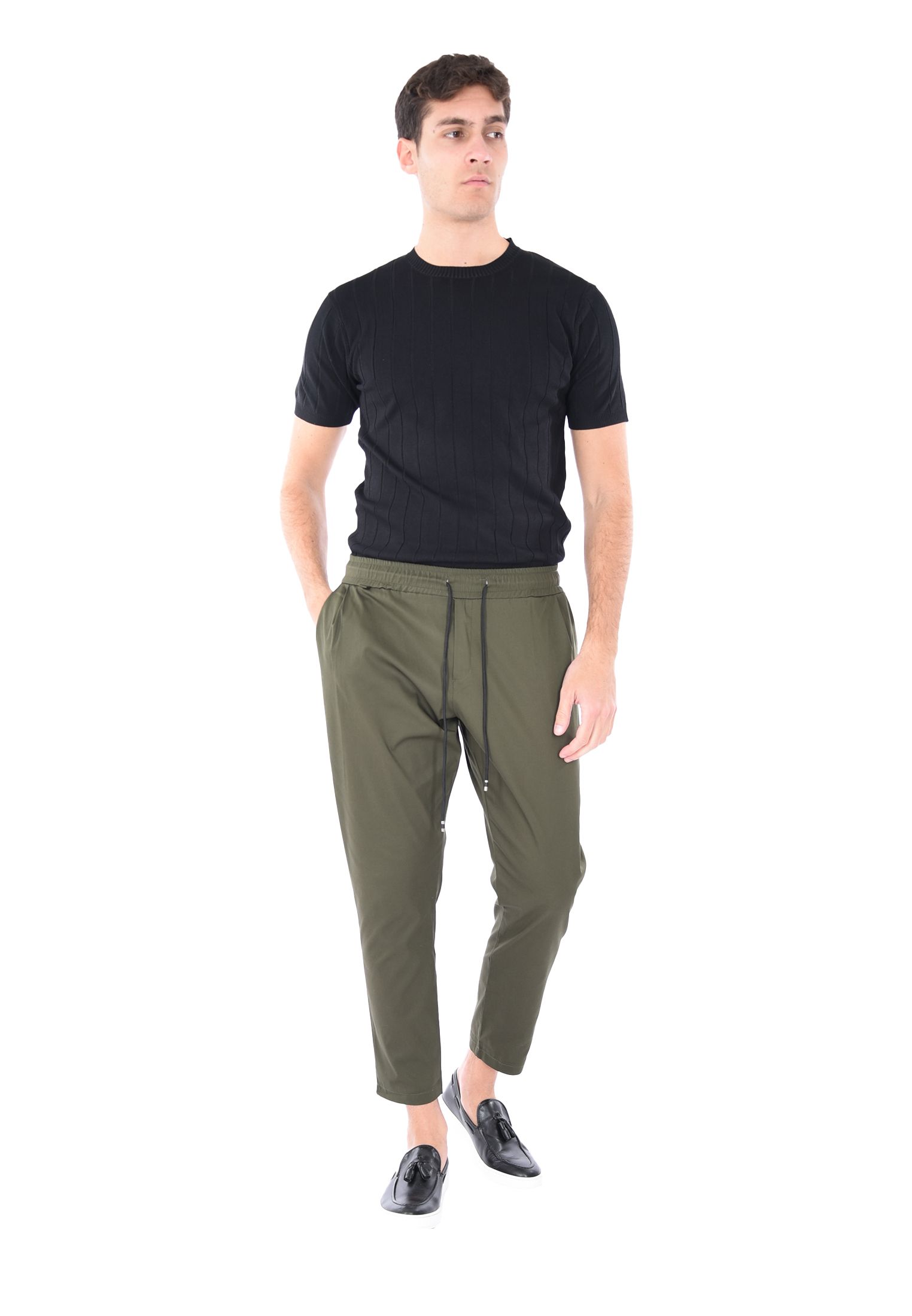 Pantaloni Uomo Cotone Slim Fit Estivi Pantalone Leggero Elastico Vita Pantalacci - Foto 25 di 30