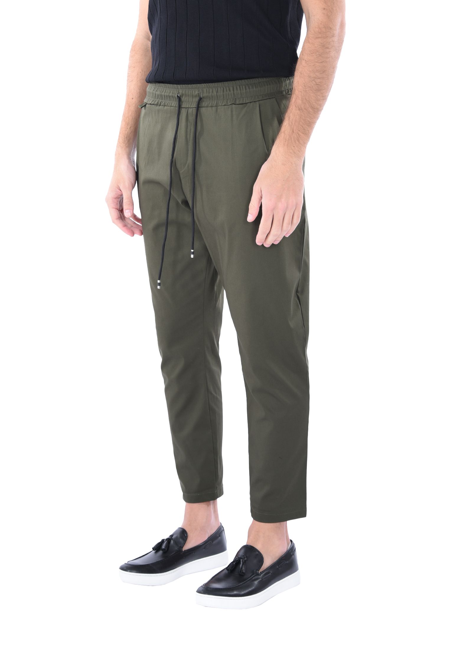Pantaloni Uomo Cotone Slim Fit Estivi Pantalone Leggero Elastico Vita Pantalacci - Foto 22 di 30