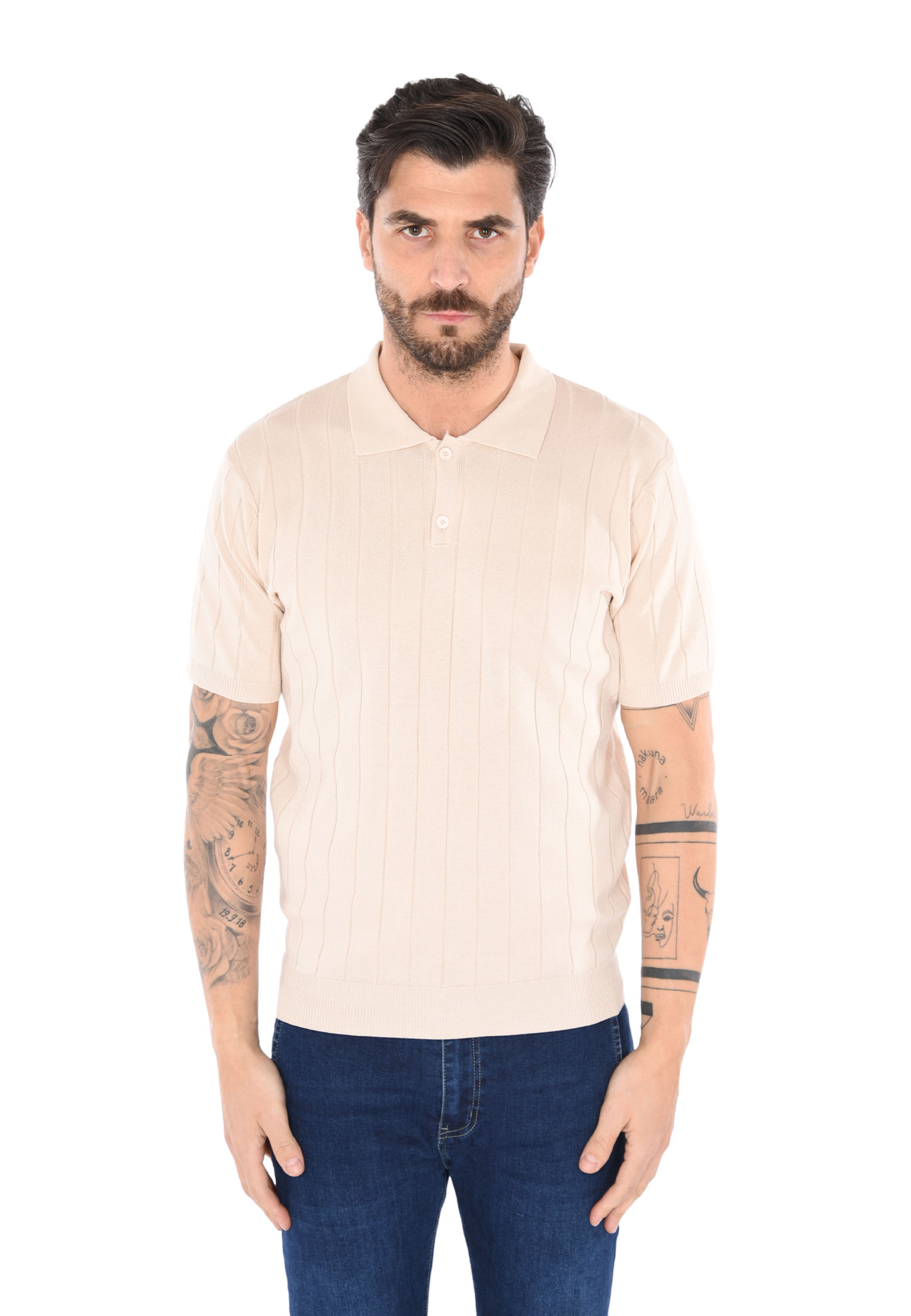 Polo Uomo Filo Cotone Slim Fit Maglia Mezza Manica Strech Maglietta a Coste - Foto 26 di 33