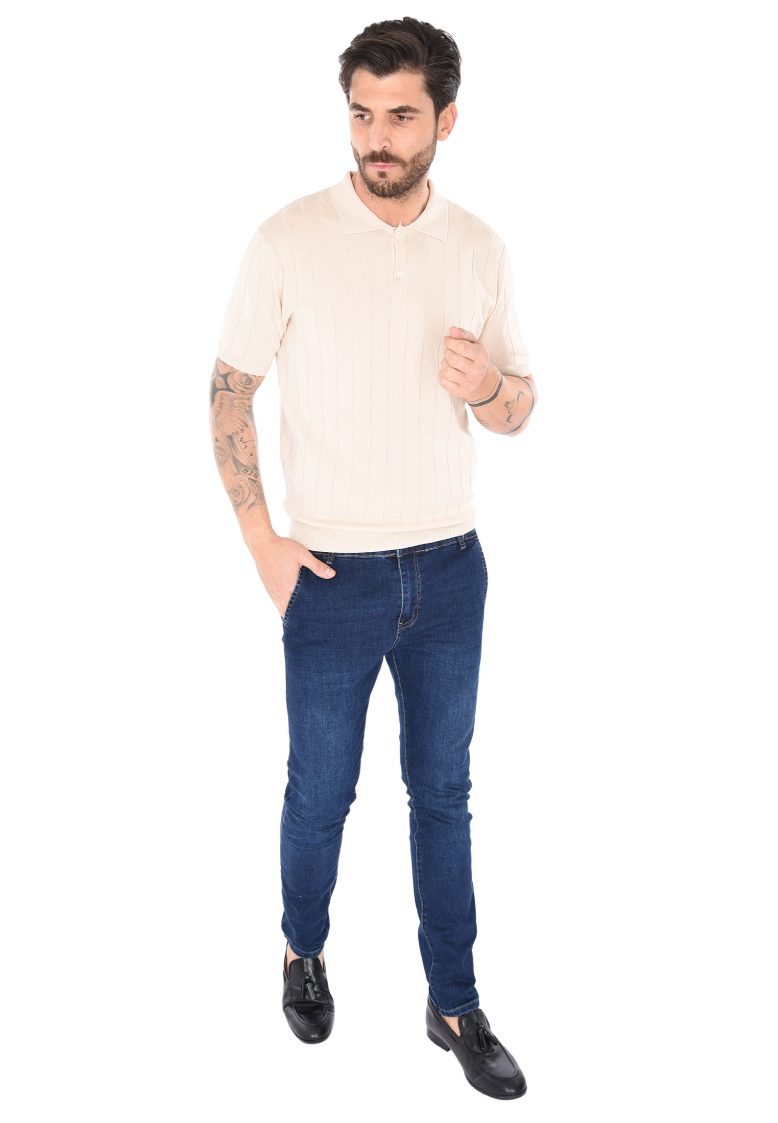 Polo Uomo Filo Cotone Slim Fit Maglia Mezza Manica Strech Maglietta a Coste - Foto 29 di 33