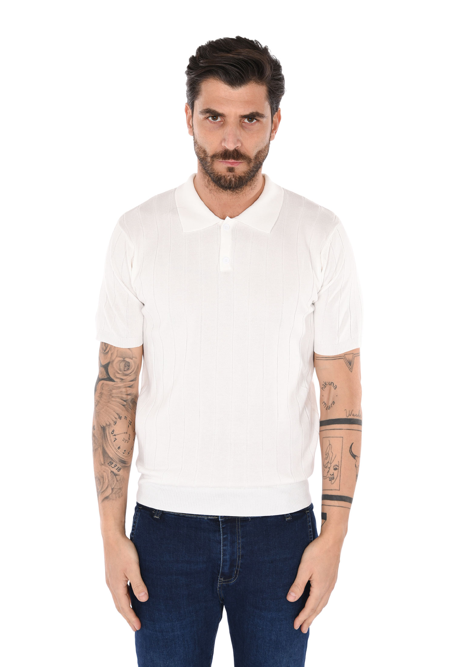 Polo Uomo Filo Cotone Slim Fit Maglia Mezza Manica Strech Maglietta a Coste - Foto 22 di 33