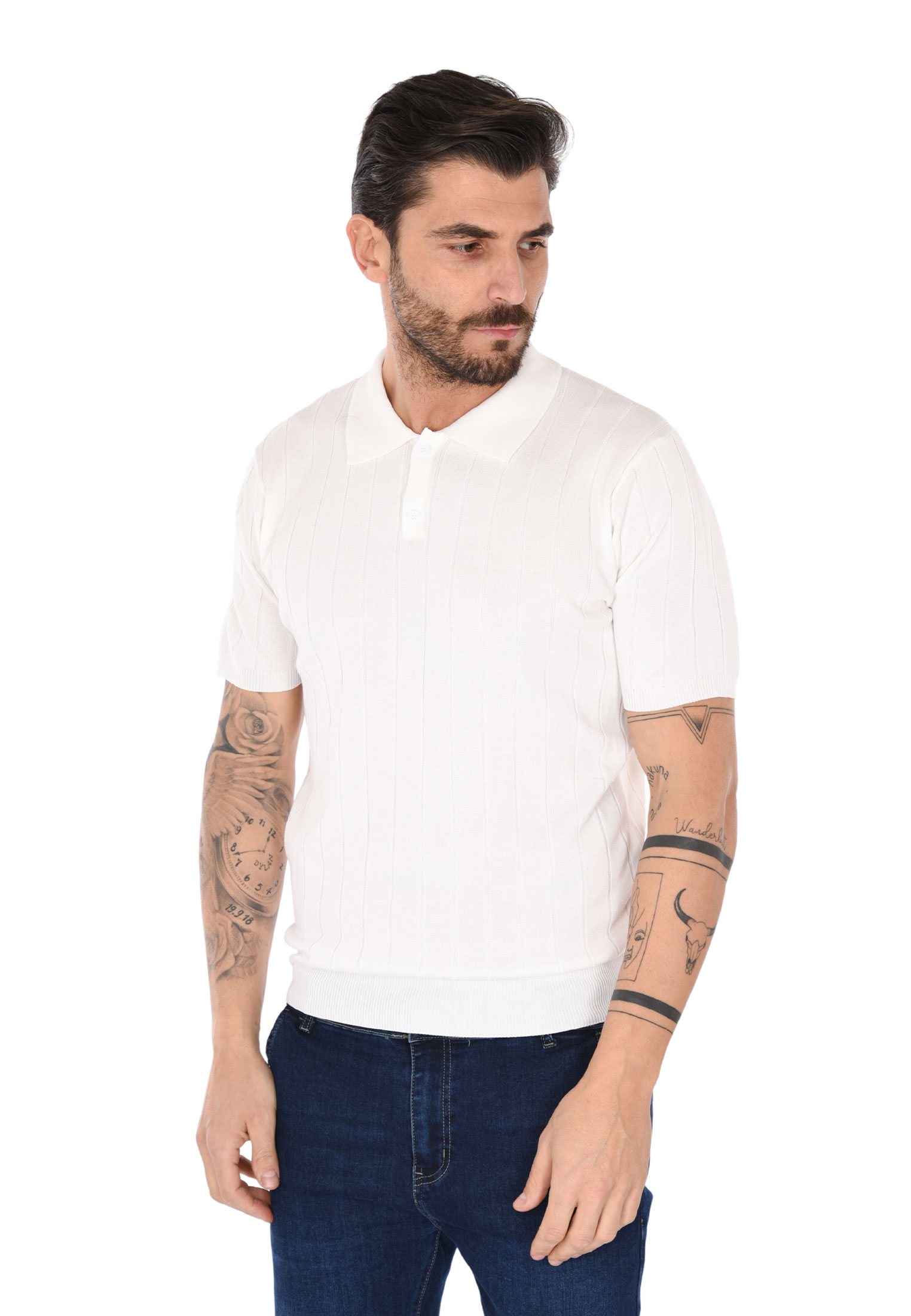 Polo Uomo Filo Cotone Slim Fit Maglia Mezza Manica Strech Maglietta a Coste - Foto 23 di 33
