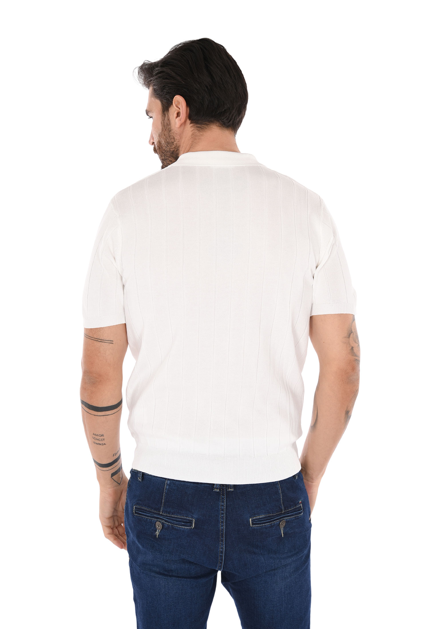Polo Uomo Filo Cotone Slim Fit Maglia Mezza Manica Strech Maglietta a Coste - Foto 24 di 33