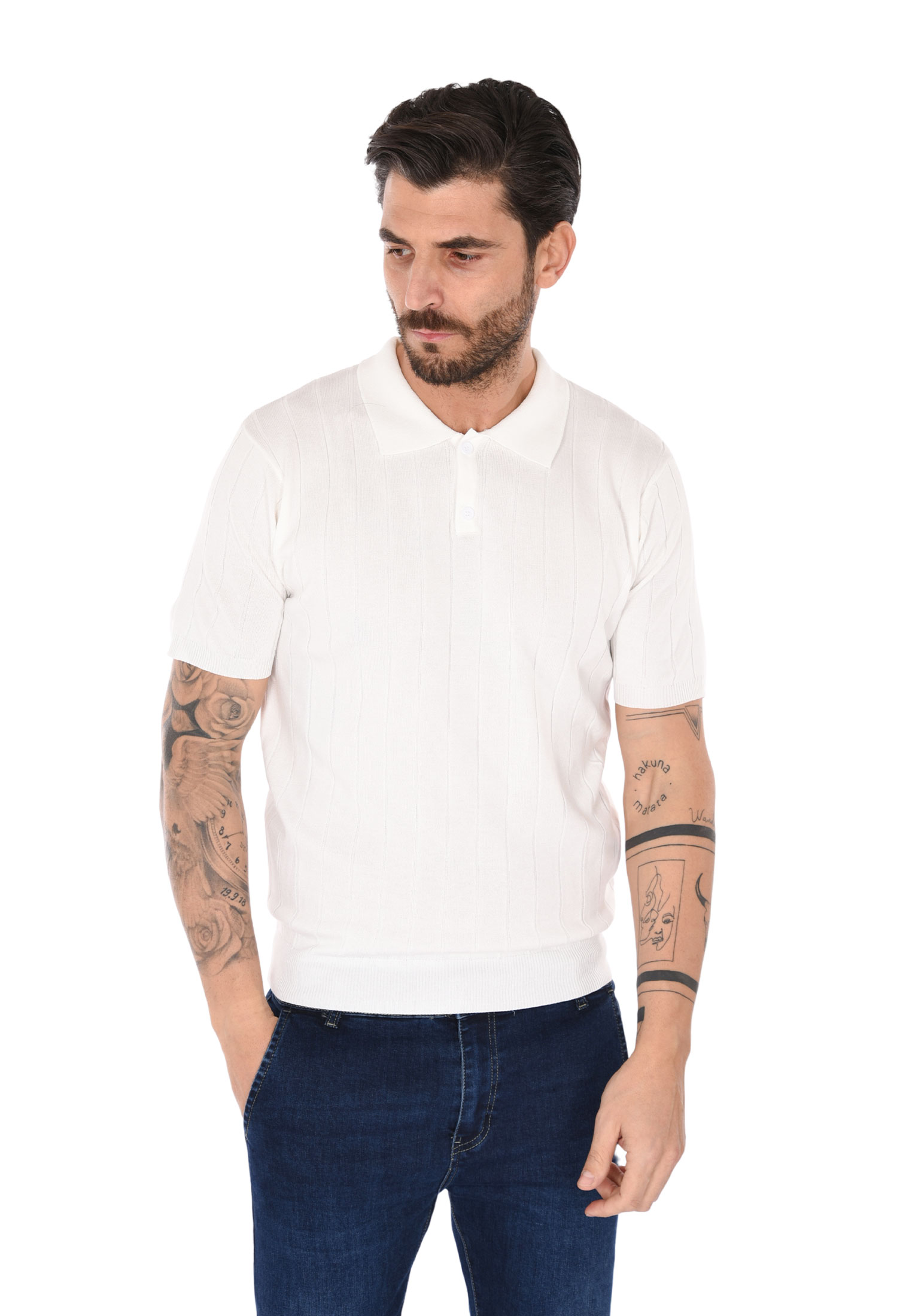 Polo Uomo Filo Cotone Slim Fit Maglia Mezza Manica Strech Maglietta a Coste - Foto 25 di 33