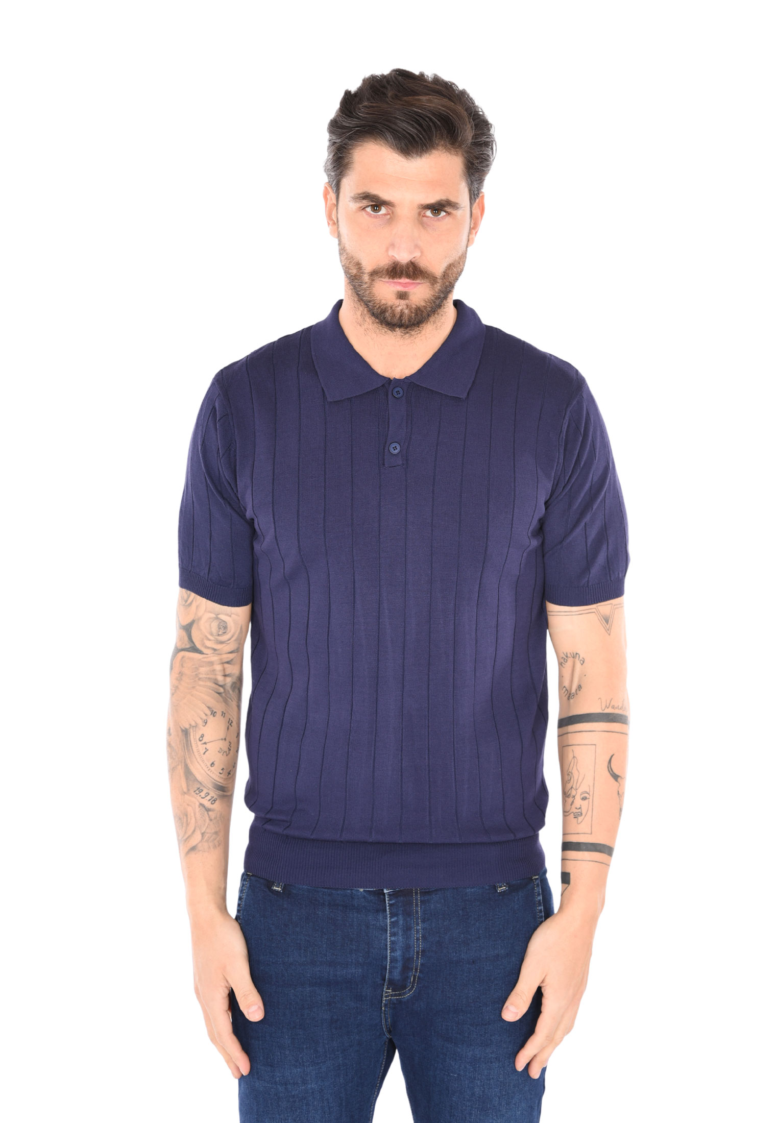 Polo Uomo Filo Cotone Slim Fit Maglia Mezza Manica Strech Maglietta a Coste - Foto 10 di 33