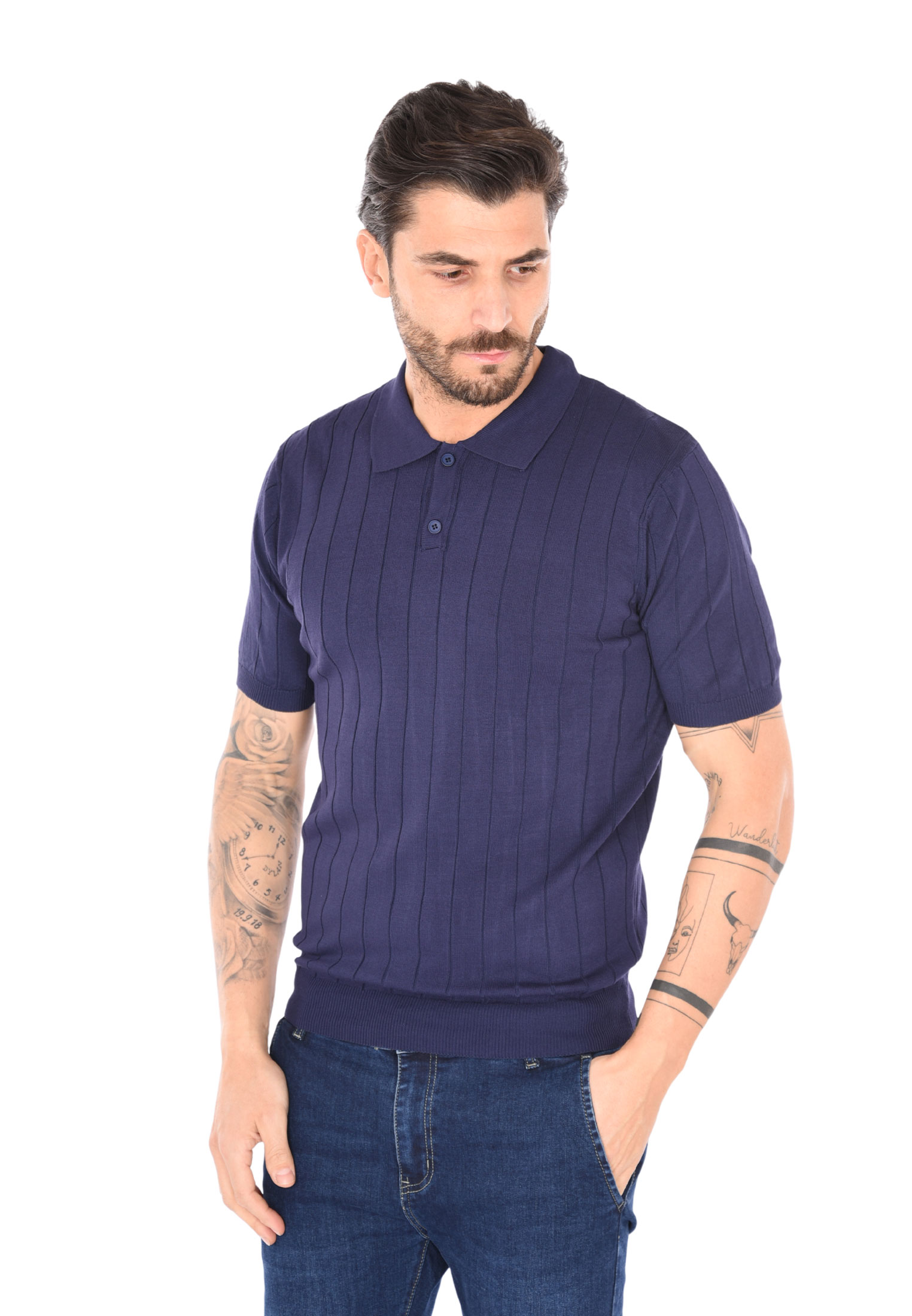 Polo Uomo Filo Cotone Slim Fit Maglia Mezza Manica Strech Maglietta a Coste - Foto 11 di 33