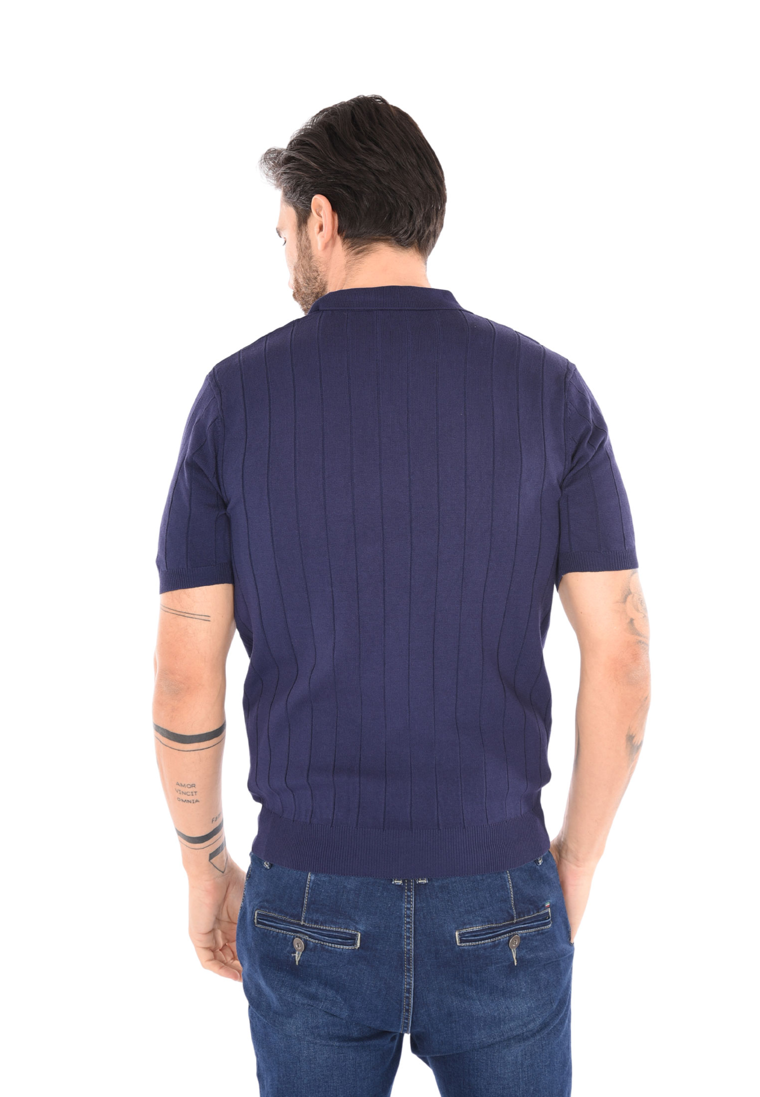 Polo Uomo Filo Cotone Slim Fit Maglia Mezza Manica Strech Maglietta a Coste - Foto 12 di 33