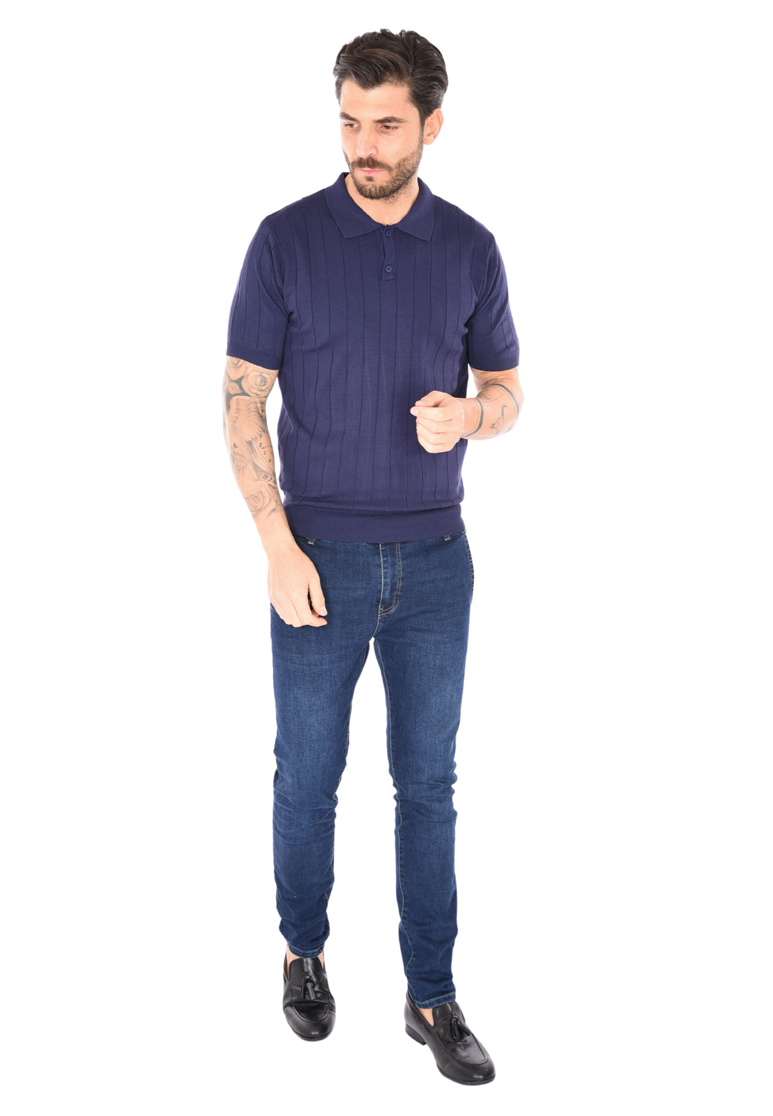 Polo Uomo Filo Cotone Slim Fit Maglia Mezza Manica Strech Maglietta a Coste - Foto 13 di 33