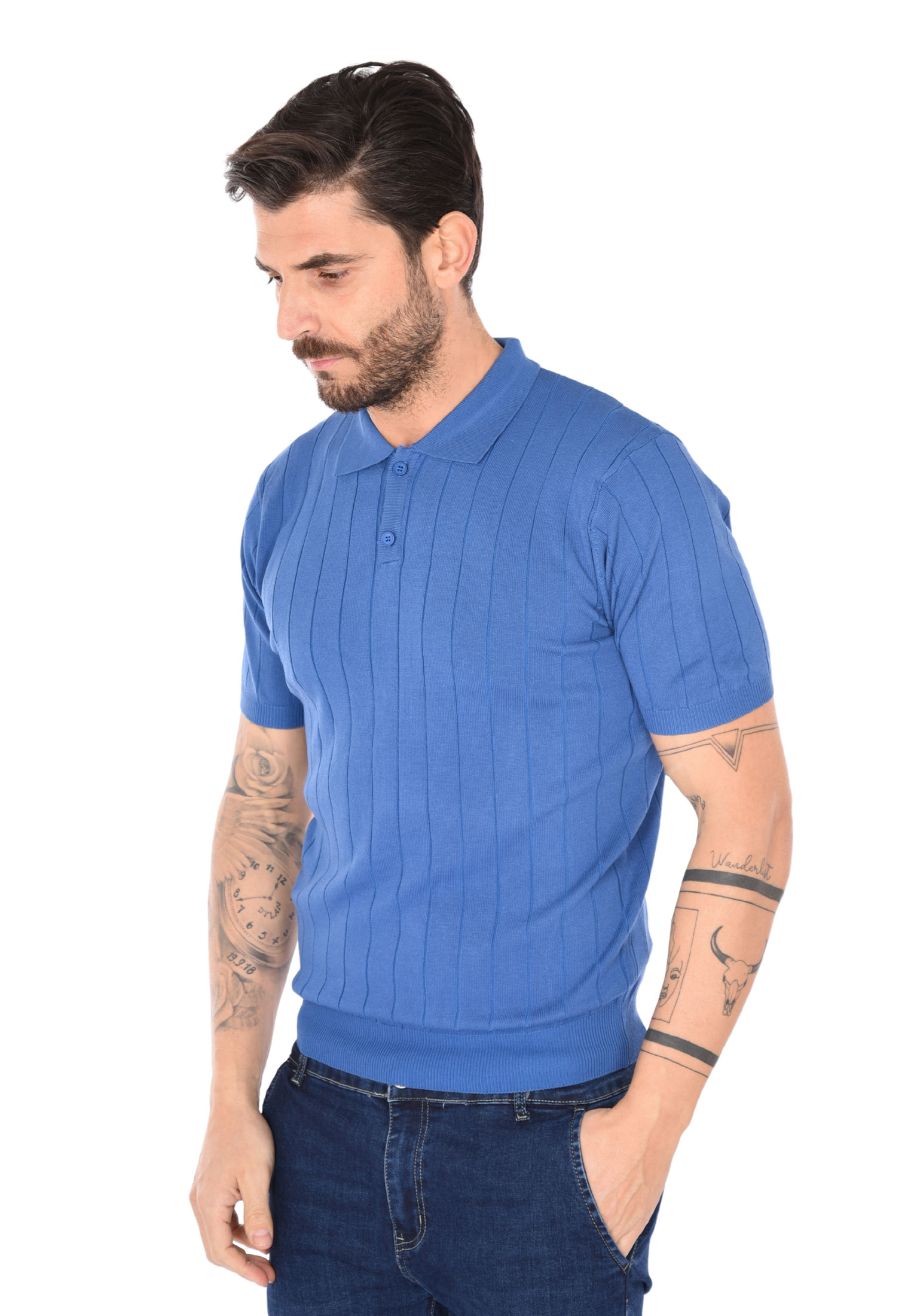 Polo Uomo Filo Cotone Slim Fit Maglia Mezza Manica Strech Maglietta a Coste - Foto 19 di 33