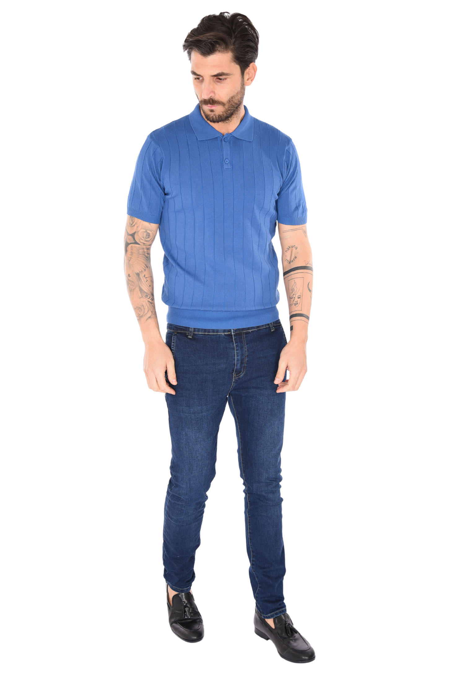 Polo Uomo Filo Cotone Slim Fit Maglia Mezza Manica Strech Maglietta a Coste - Foto 21 di 33