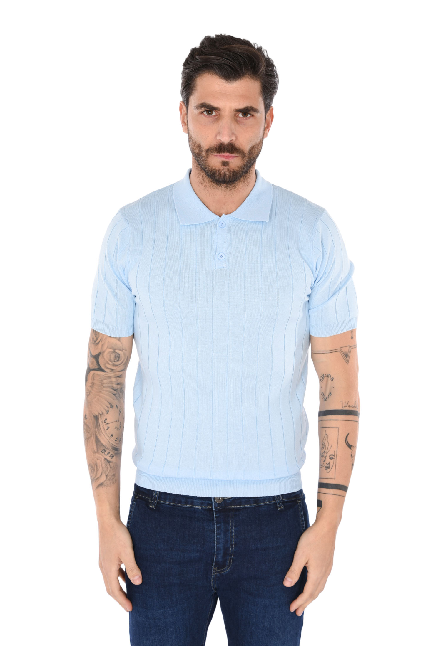 Polo Uomo Filo Cotone Slim Fit Maglia Mezza Manica Strech Maglietta a Coste - Foto 30 di 33