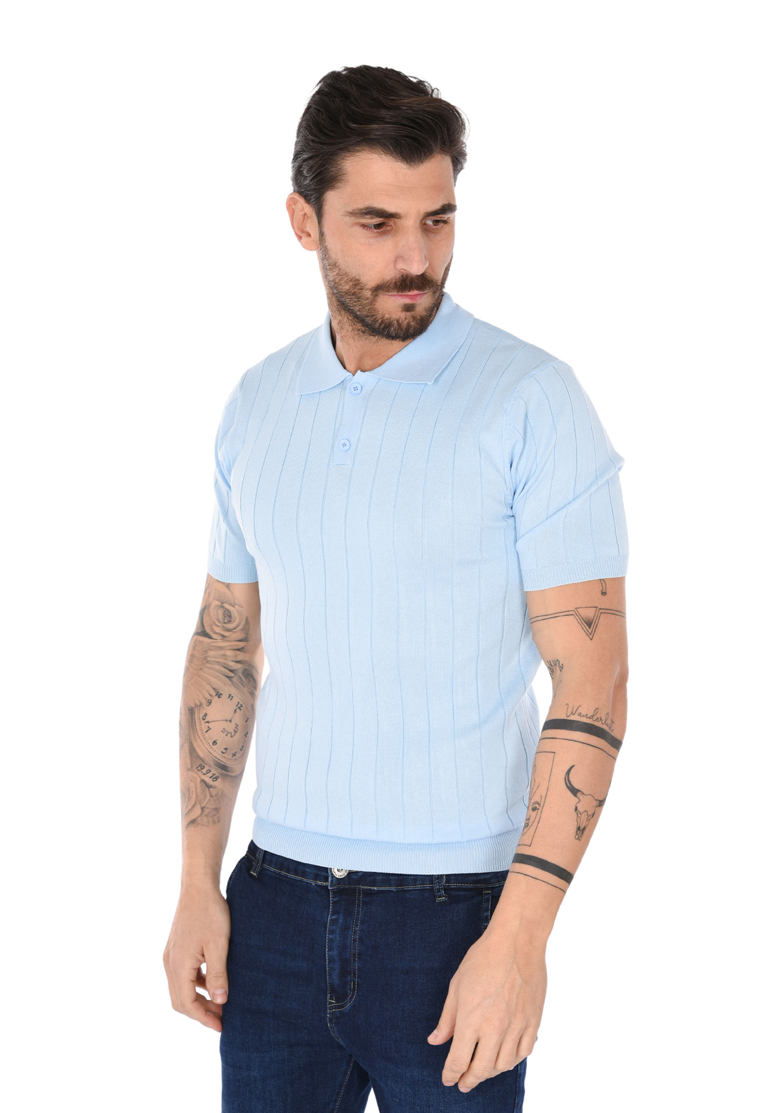 Polo Uomo Filo Cotone Slim Fit Maglia Mezza Manica Strech Maglietta a Coste - Foto 31 di 33