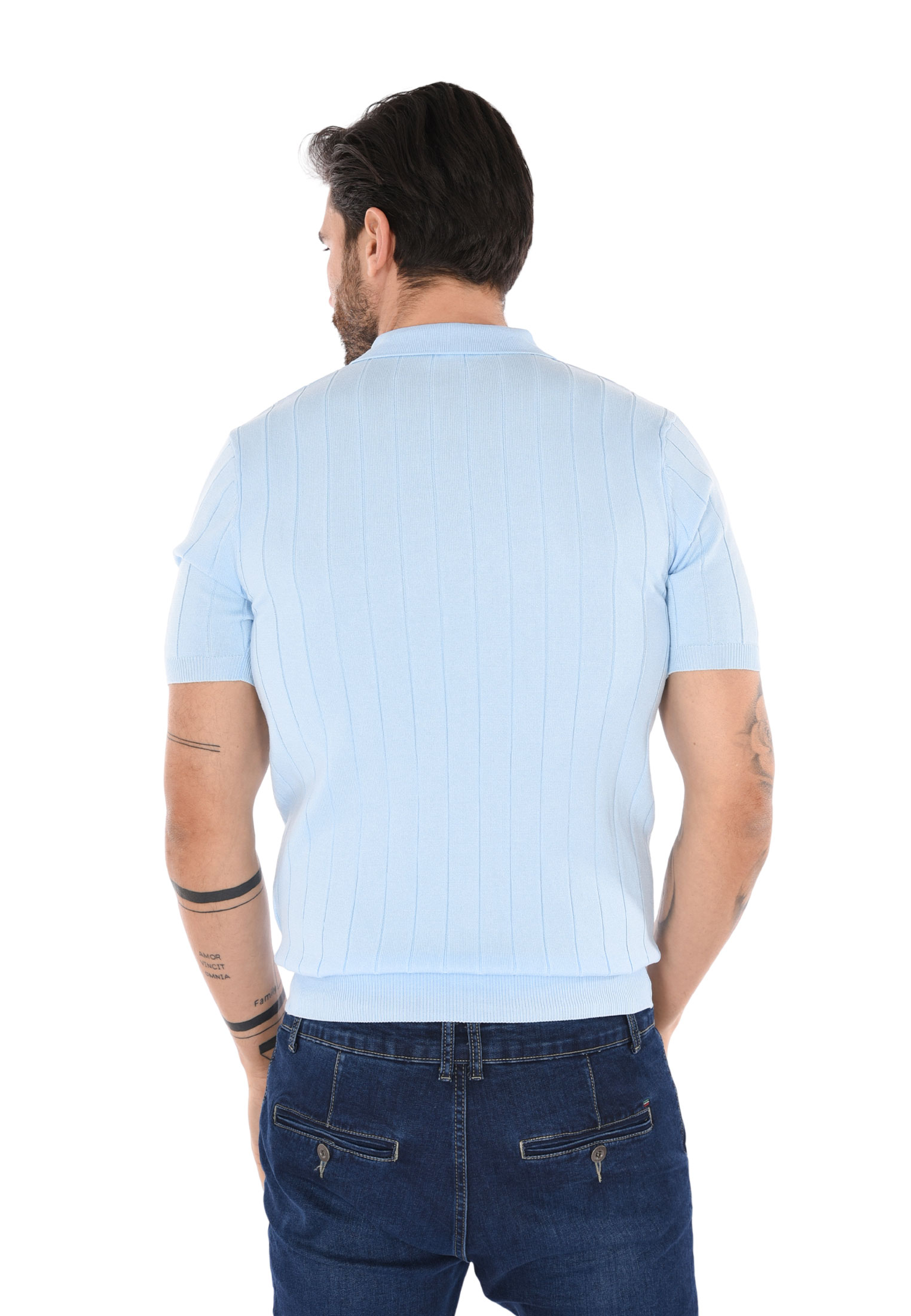 Polo Uomo Filo Cotone Slim Fit Maglia Mezza Manica Strech Maglietta a Coste - Foto 32 di 33