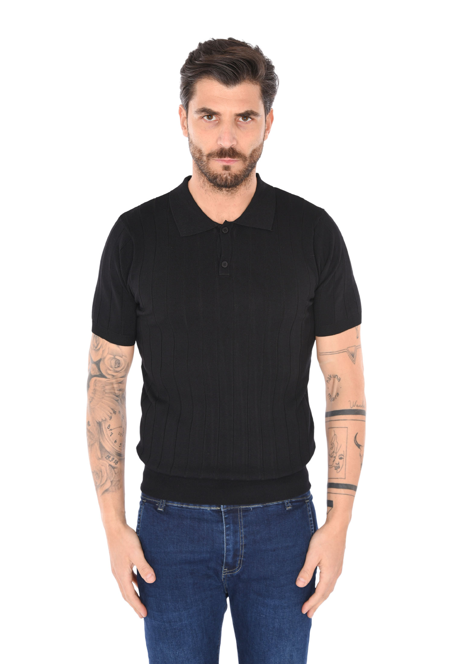 Polo Uomo Filo Cotone Slim Fit Maglia Mezza Manica Strech Maglietta a Coste - Foto 14 di 33