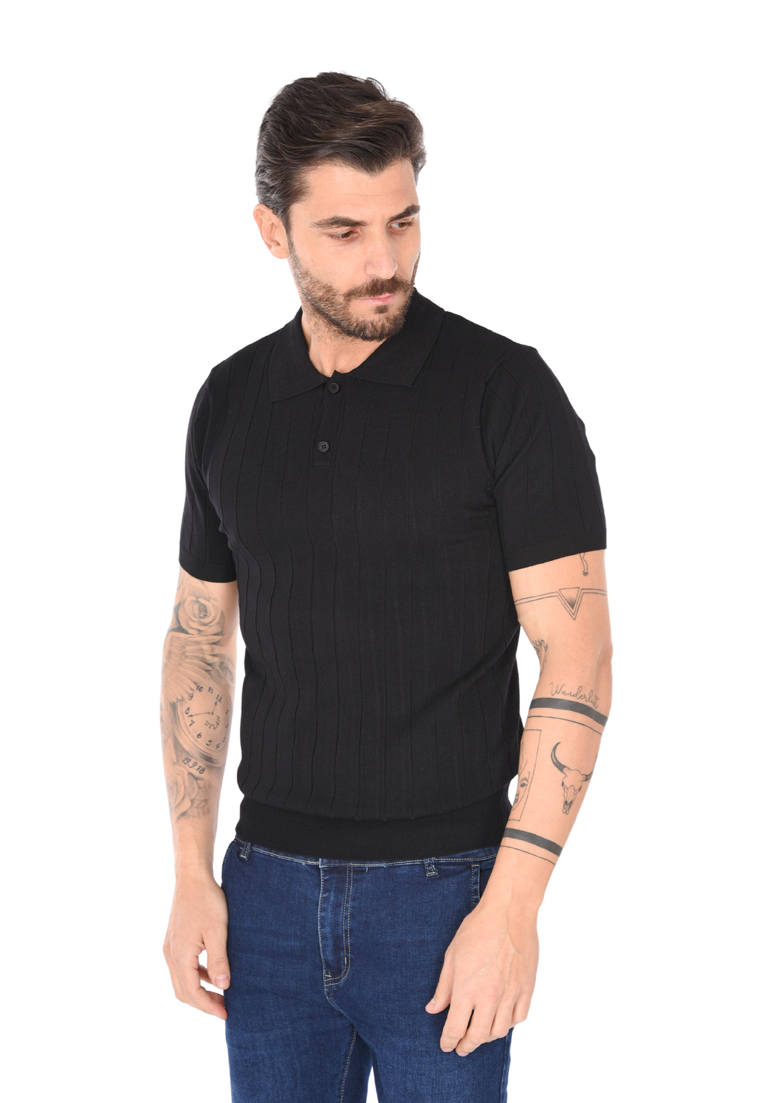 Polo Uomo Filo Cotone Slim Fit Maglia Mezza Manica Strech Maglietta a Coste - Foto 15 di 33