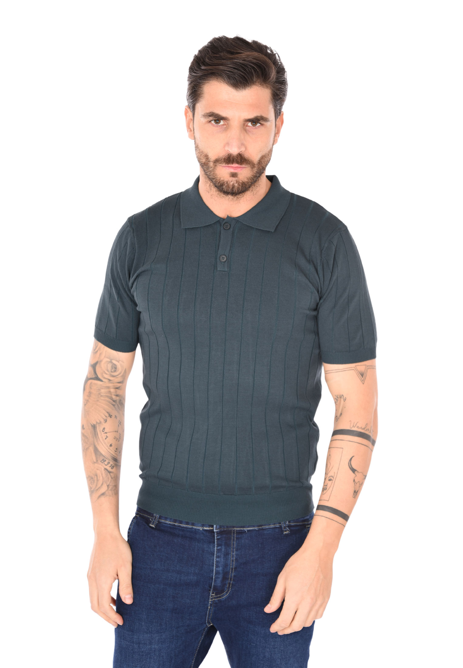 Polo Uomo Filo Cotone Slim Fit Maglia Mezza Manica Strech Maglietta a Coste - Foto 6 di 33