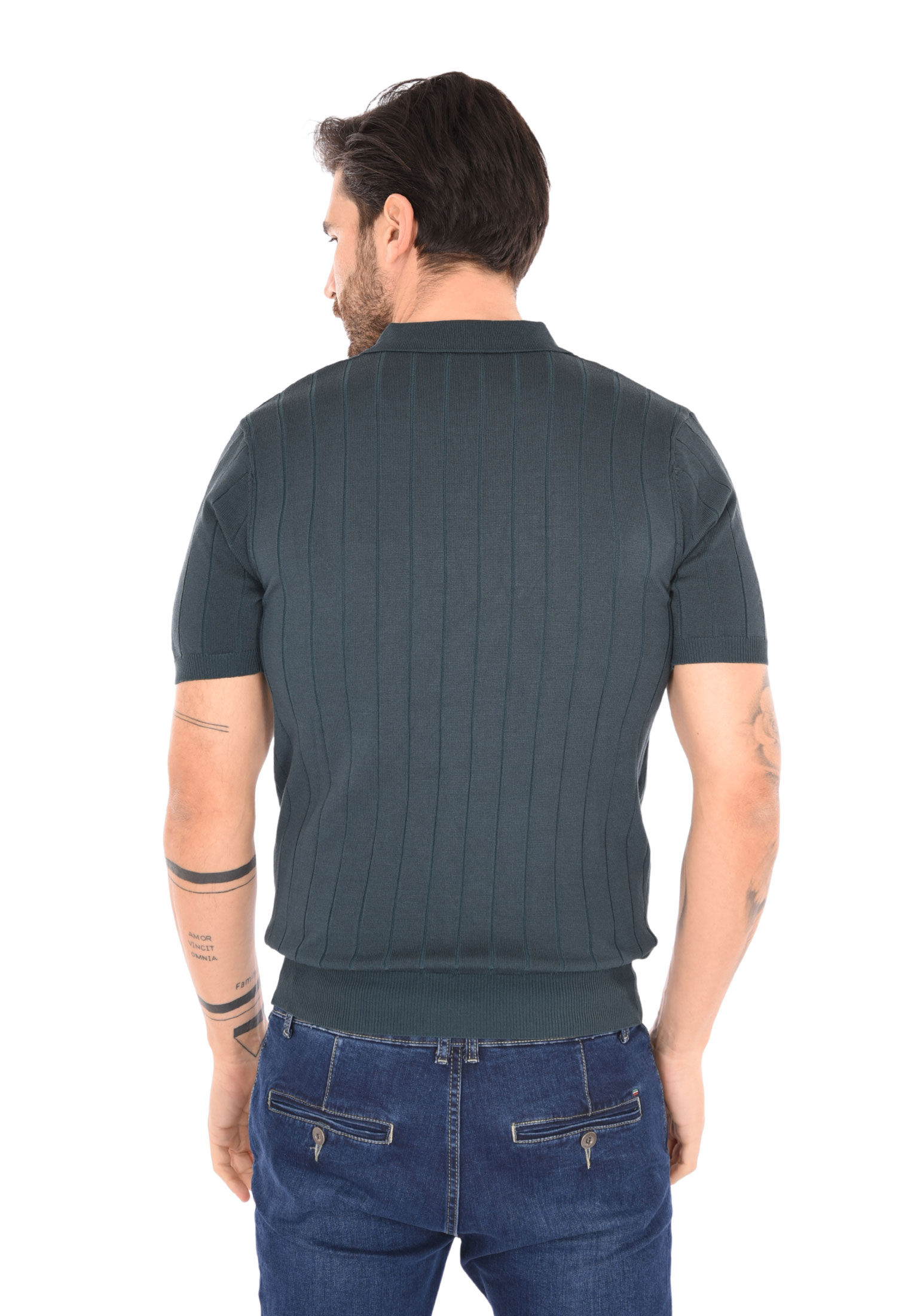 Polo Uomo Filo Cotone Slim Fit Maglia Mezza Manica Strech Maglietta a Coste - Foto 8 di 33