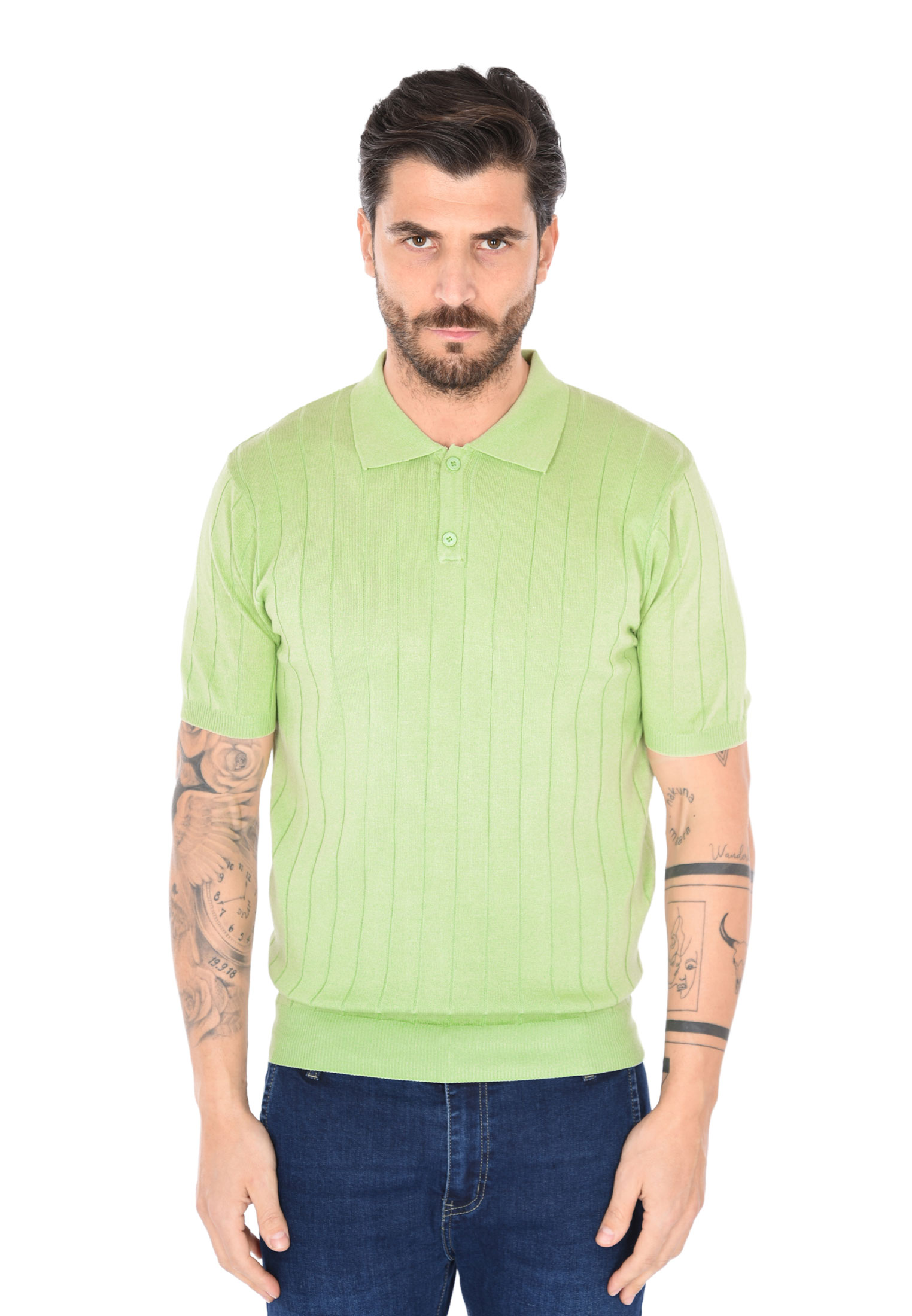 Polo Uomo Filo Cotone Slim Fit Maglia Mezza Manica Strech Maglietta a Coste - Foto 2 di 33