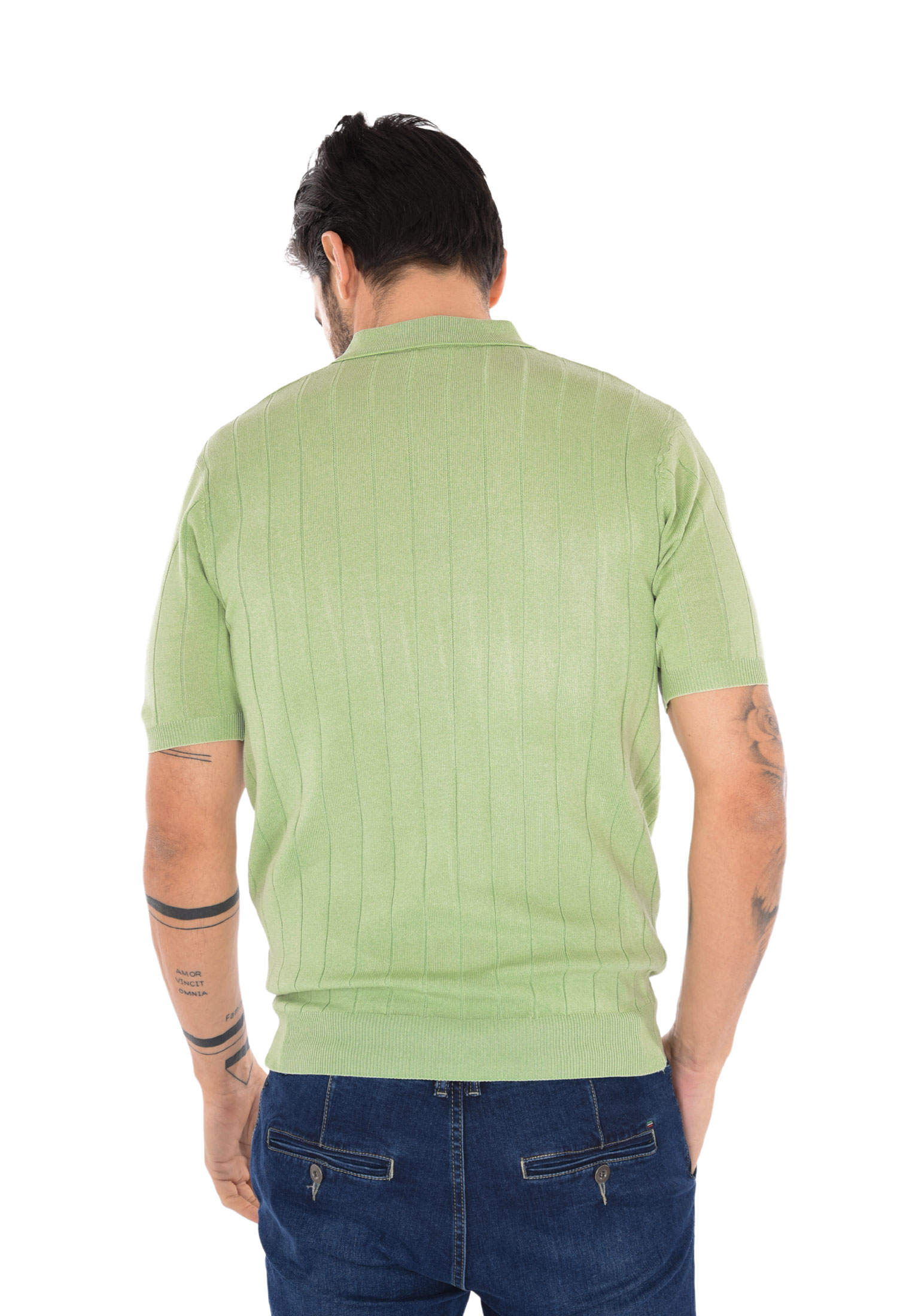 Polo Uomo Filo Cotone Slim Fit Maglia Mezza Manica Strech Maglietta a Coste - Foto 4 di 33