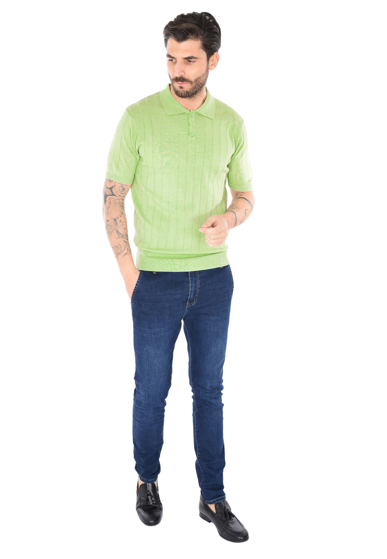 Polo Uomo Filo Cotone Slim Fit Maglia Mezza Manica Strech Maglietta a Coste - Foto 5 di 33