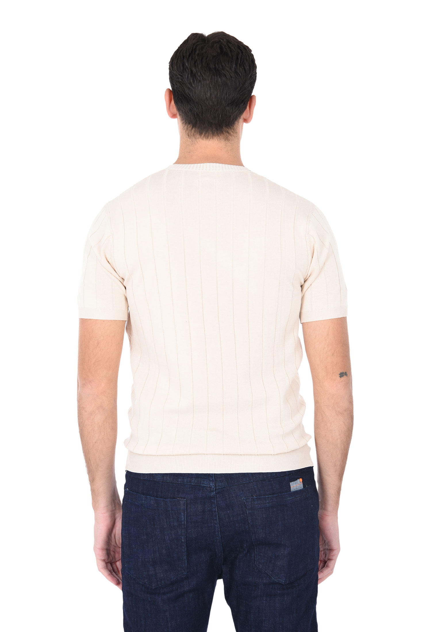 T-shirt Uomo Filo Cotone Slim Fit Maglia Mezza Manica Strech Maglietta a Coste - Bild 39 von 40