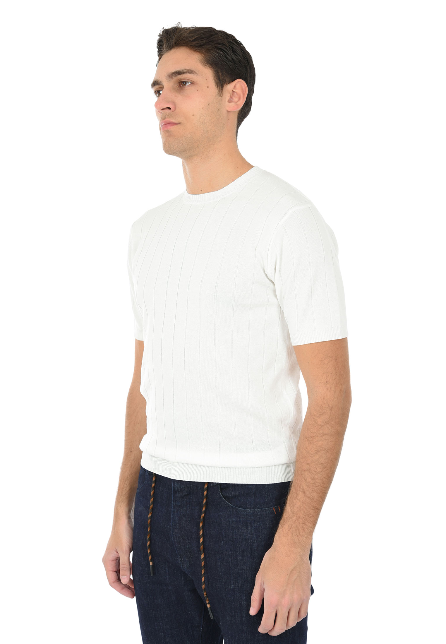 T-shirt Uomo Filo Cotone Slim Fit Maglia Mezza Manica Strech Maglietta a Coste - Bild 34 von 40