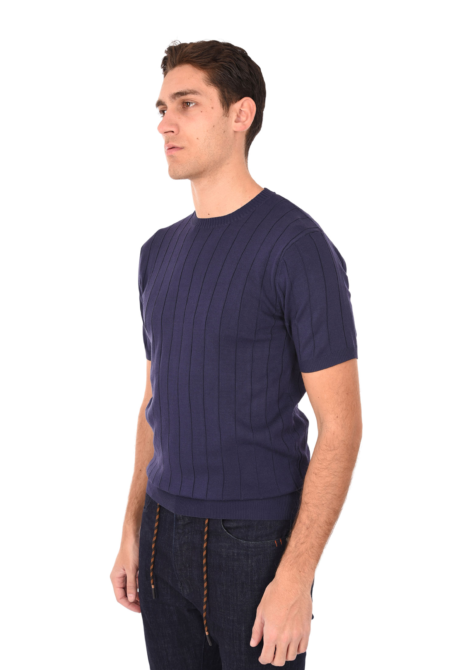 T-shirt Uomo Filo Cotone Slim Fit Maglia Mezza Manica Strech Maglietta a Coste - Bild 19 von 40