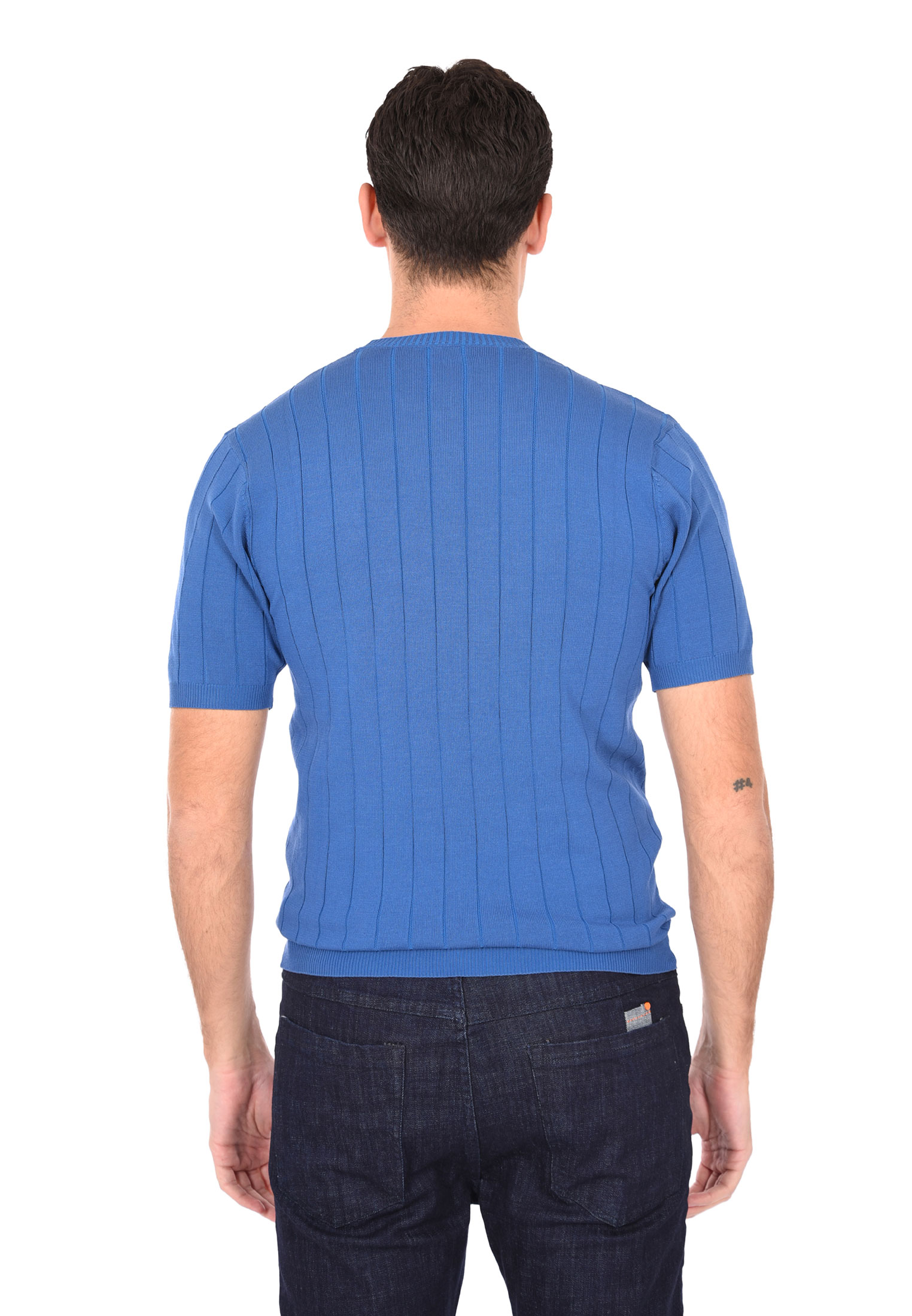 T-shirt Uomo Filo Cotone Slim Fit Maglia Mezza Manica Strech Maglietta a Coste - Bild 30 von 40