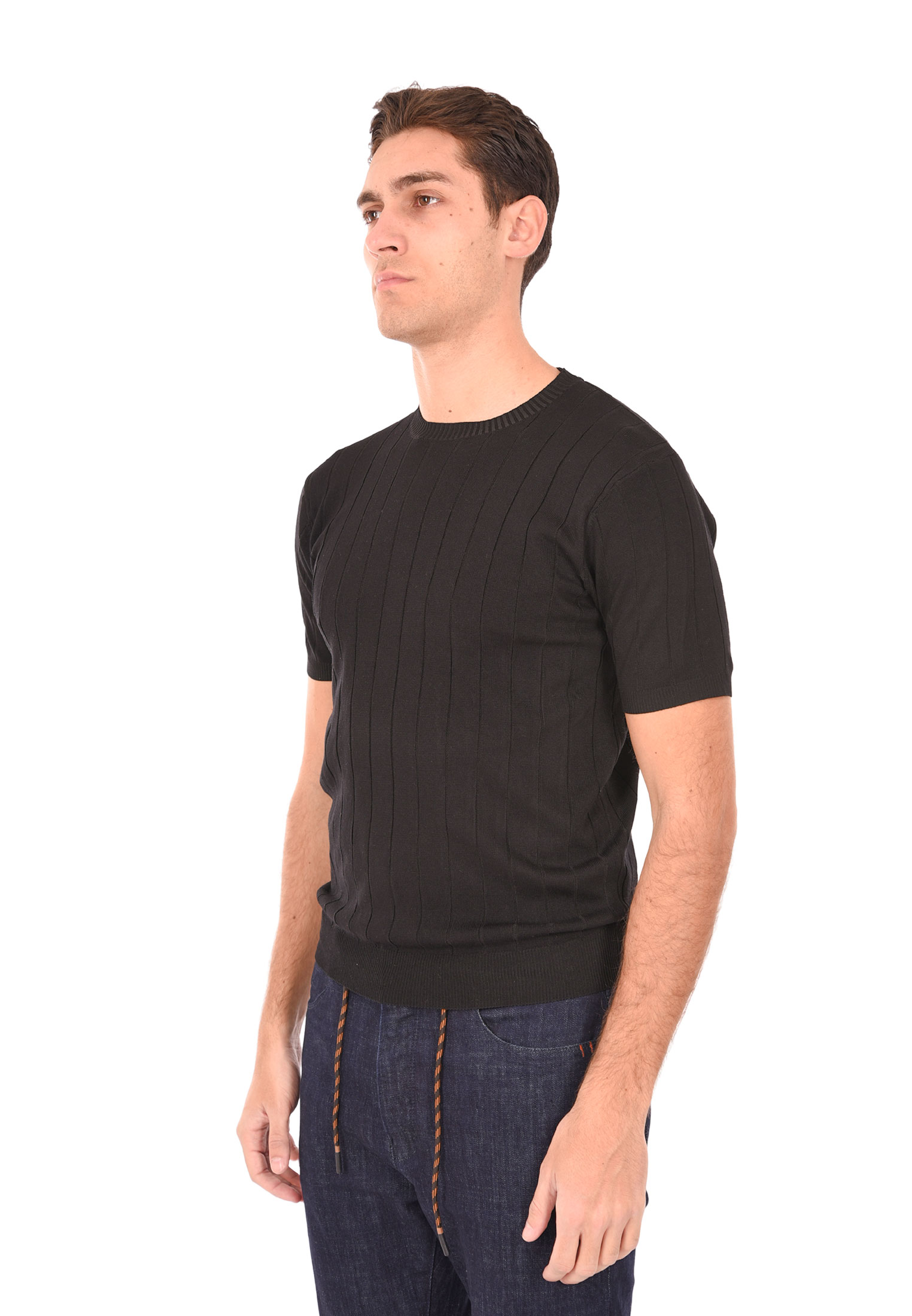 T-shirt Uomo Filo Cotone Slim Fit Maglia Mezza Manica Strech Maglietta a Coste - Bild 24 von 40