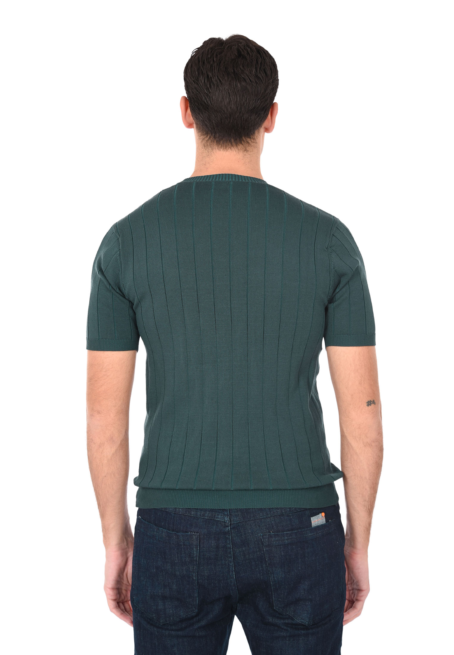 T-shirt Uomo Filo Cotone Slim Fit Maglia Mezza Manica Strech Maglietta a Coste - Bild 10 von 40