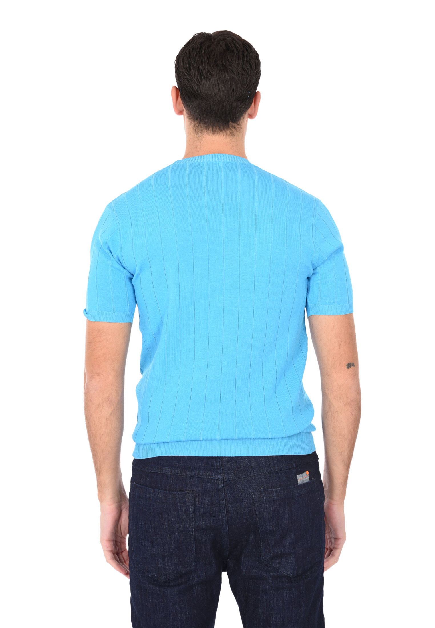 T-shirt Uomo Filo Cotone Slim Fit Maglia Mezza Manica Strech Maglietta a Coste - Bild 14 von 40
