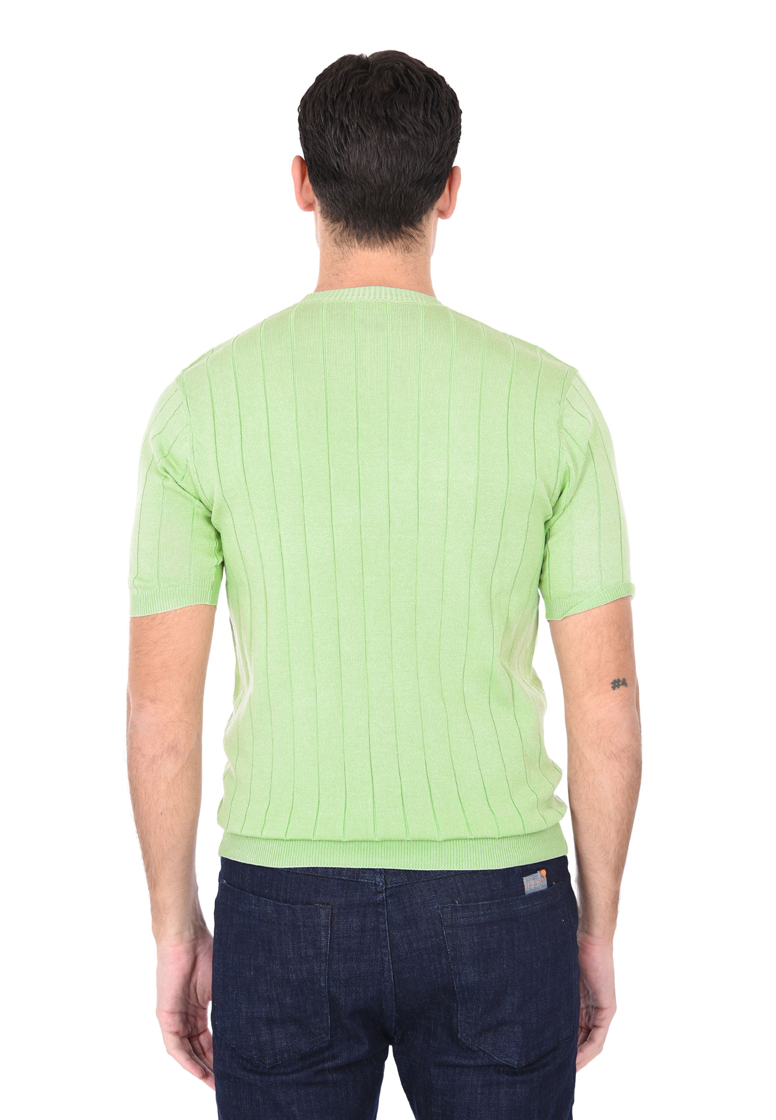 T-shirt Uomo Filo Cotone Slim Fit Maglia Mezza Manica Strech Maglietta a Coste - Bild 4 von 40