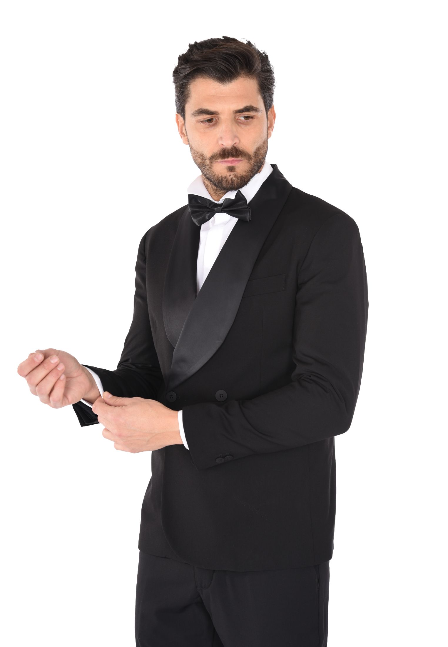 Giacca Uomo Elegante con Revers Raso Blazer Doppiopetto Cerimonia Smoking Slim - Imagen 6 de 7