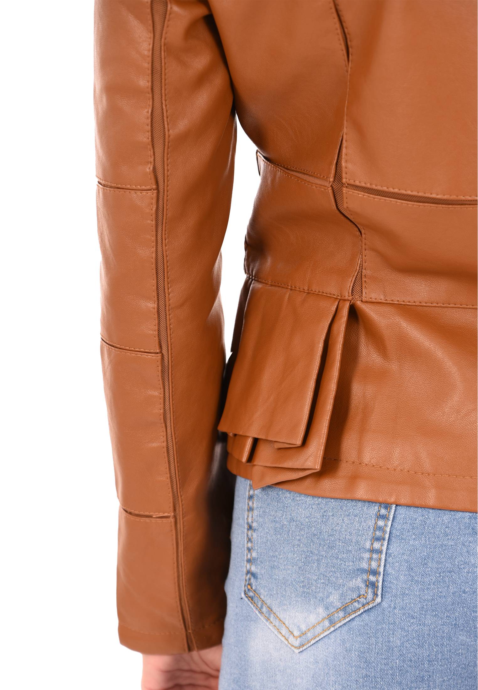 Giacca Donna Eco Pelle Leggera Giubbotto Rouche Chiodo Slim Biker Primaverile - Foto 20 di 20