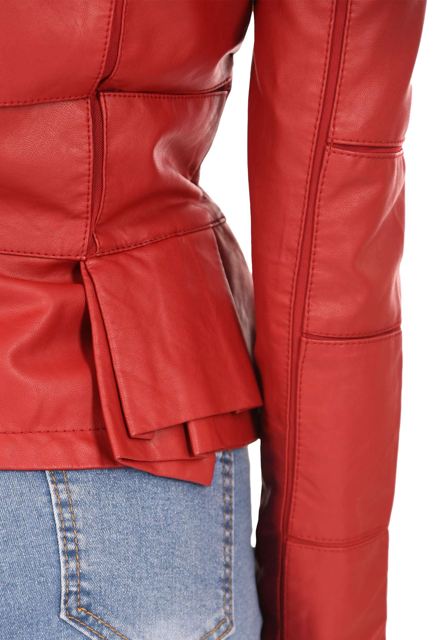 Giacca Donna Eco Pelle Leggera Giubbotto Rouche Chiodo Slim Biker Primaverile - Foto 6 di 20
