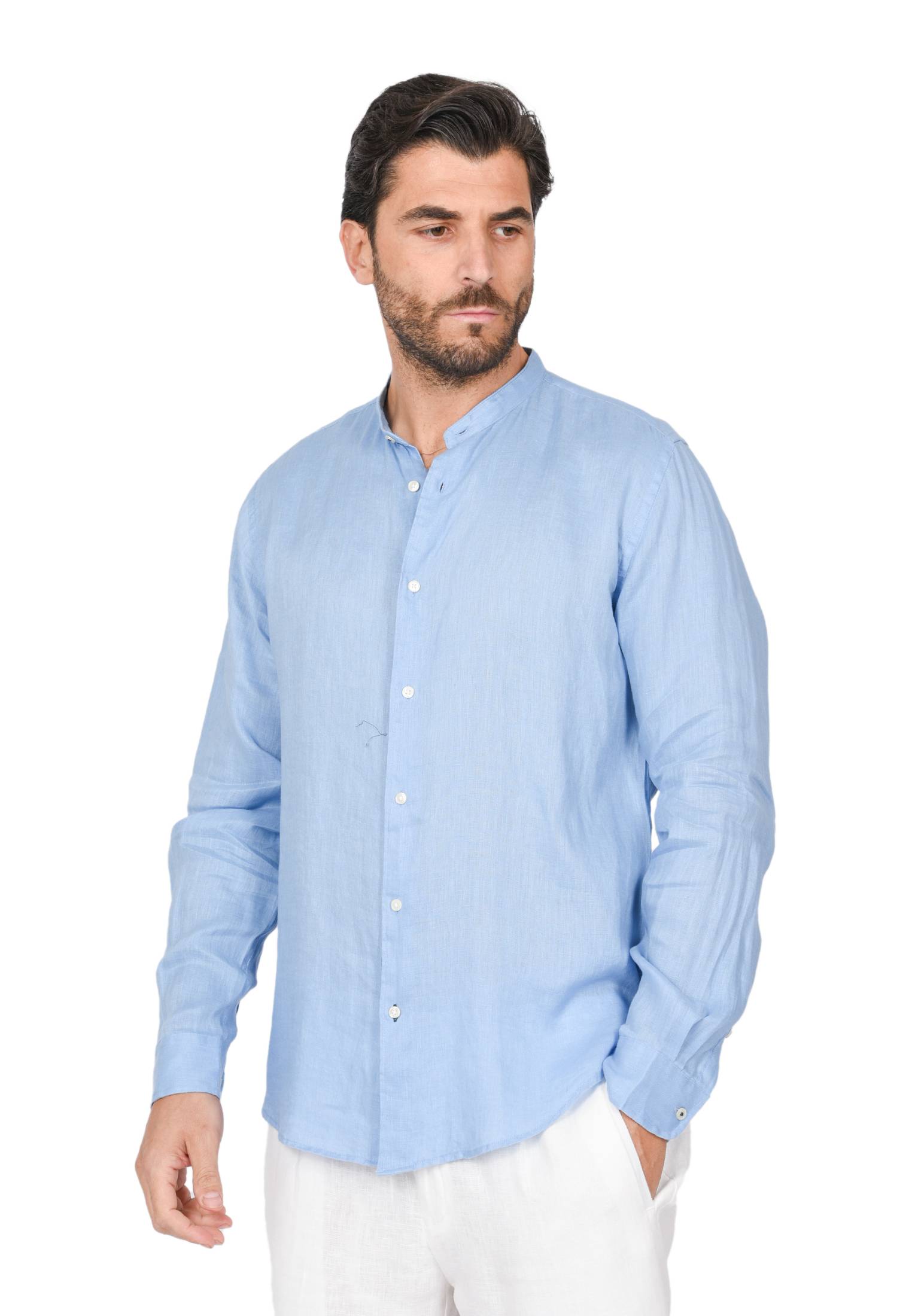 Camicia Uomo di Lino Puro 100% Slim fit Manica Lunga Coreana Sartoriali Elegante - Imagen 23 de 37