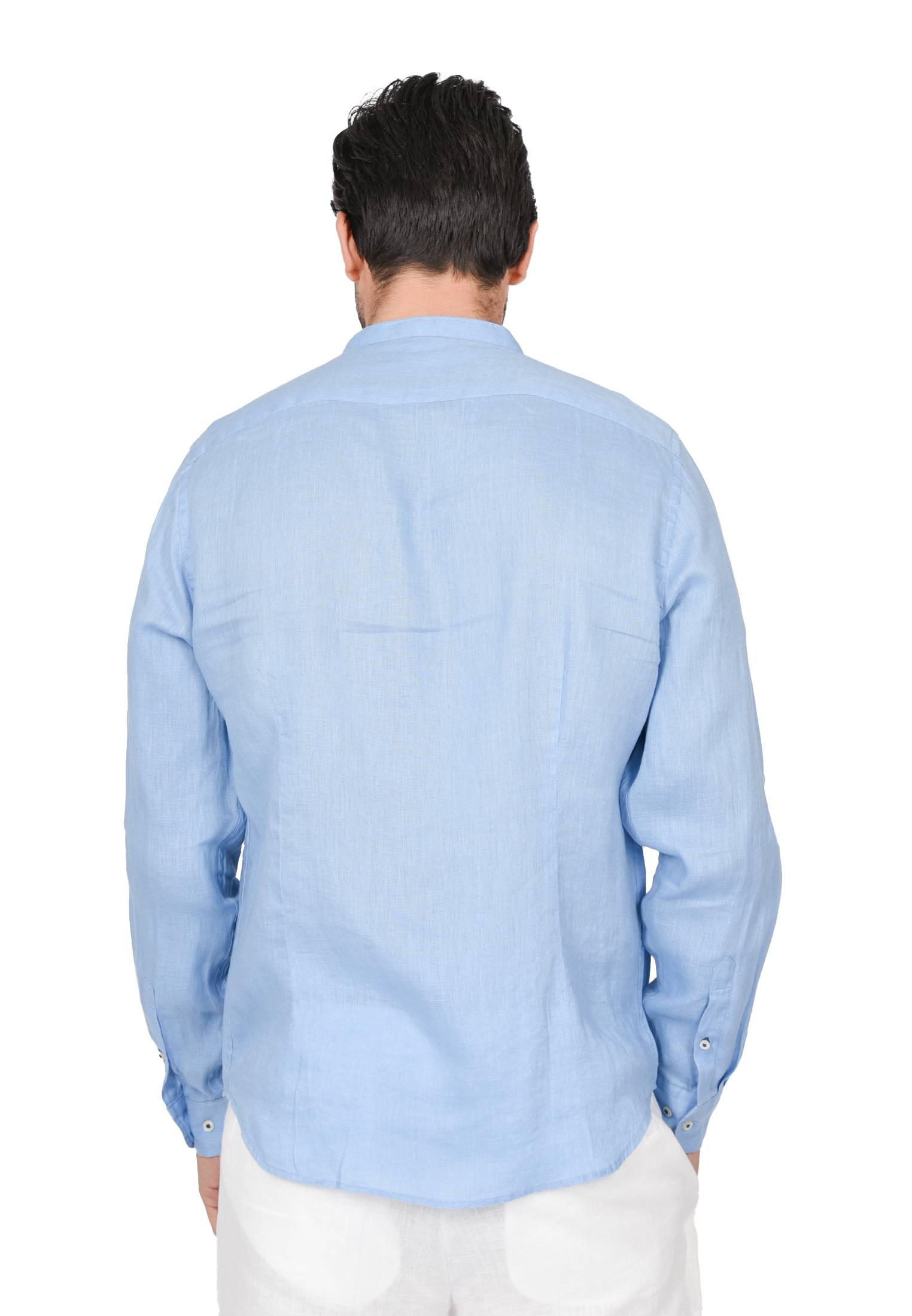 Camicia Uomo di Lino Puro 100% Slim fit Manica Lunga Coreana Sartoriali Elegante - Imagen 24 de 37